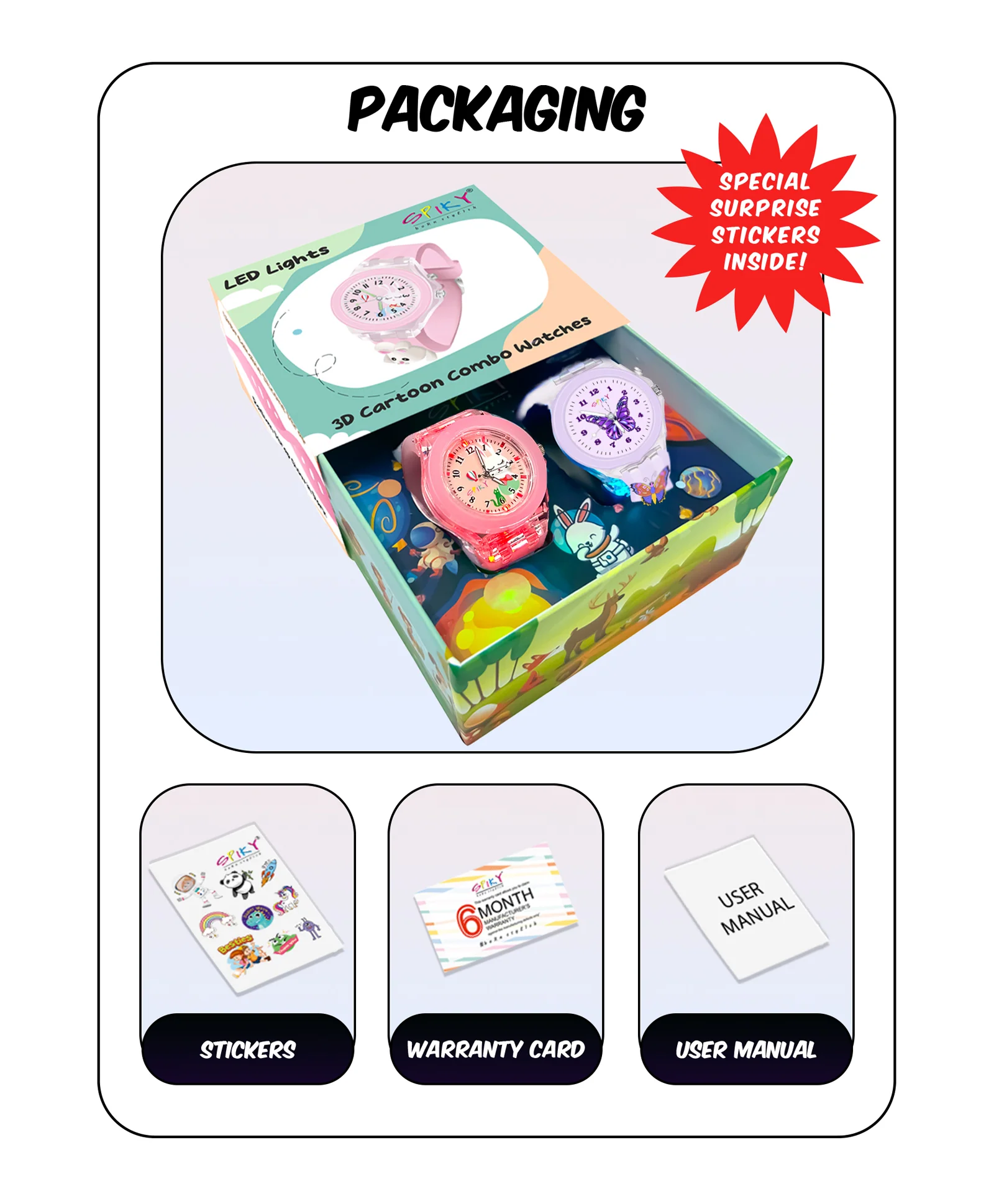 Spiky Combo of Astronaut & Spaceship 3D Cartoon Analog Light Watch - Image 59