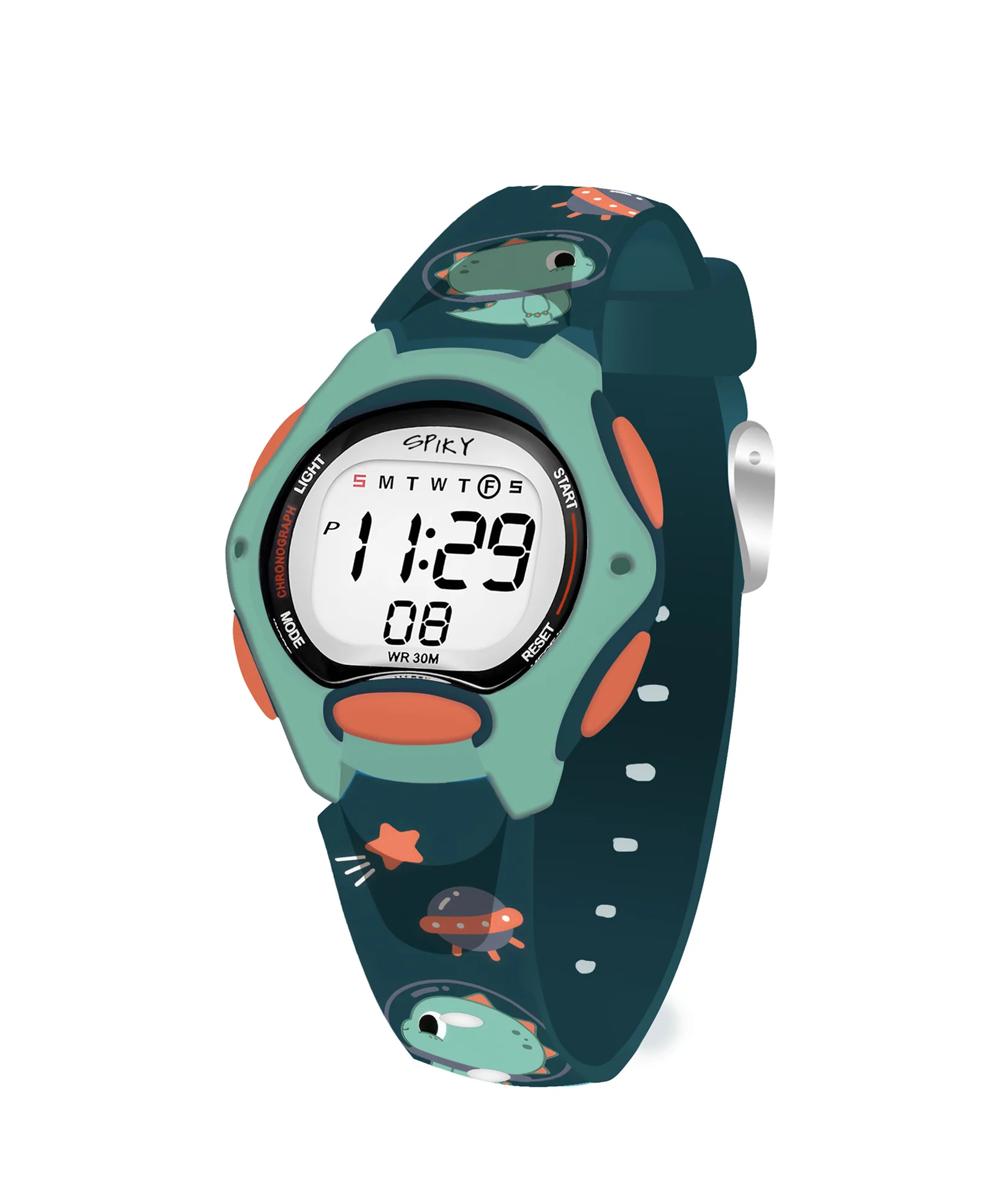 Spiky Eva18 Printed Strap Round Sports Digital Watch - Image 37