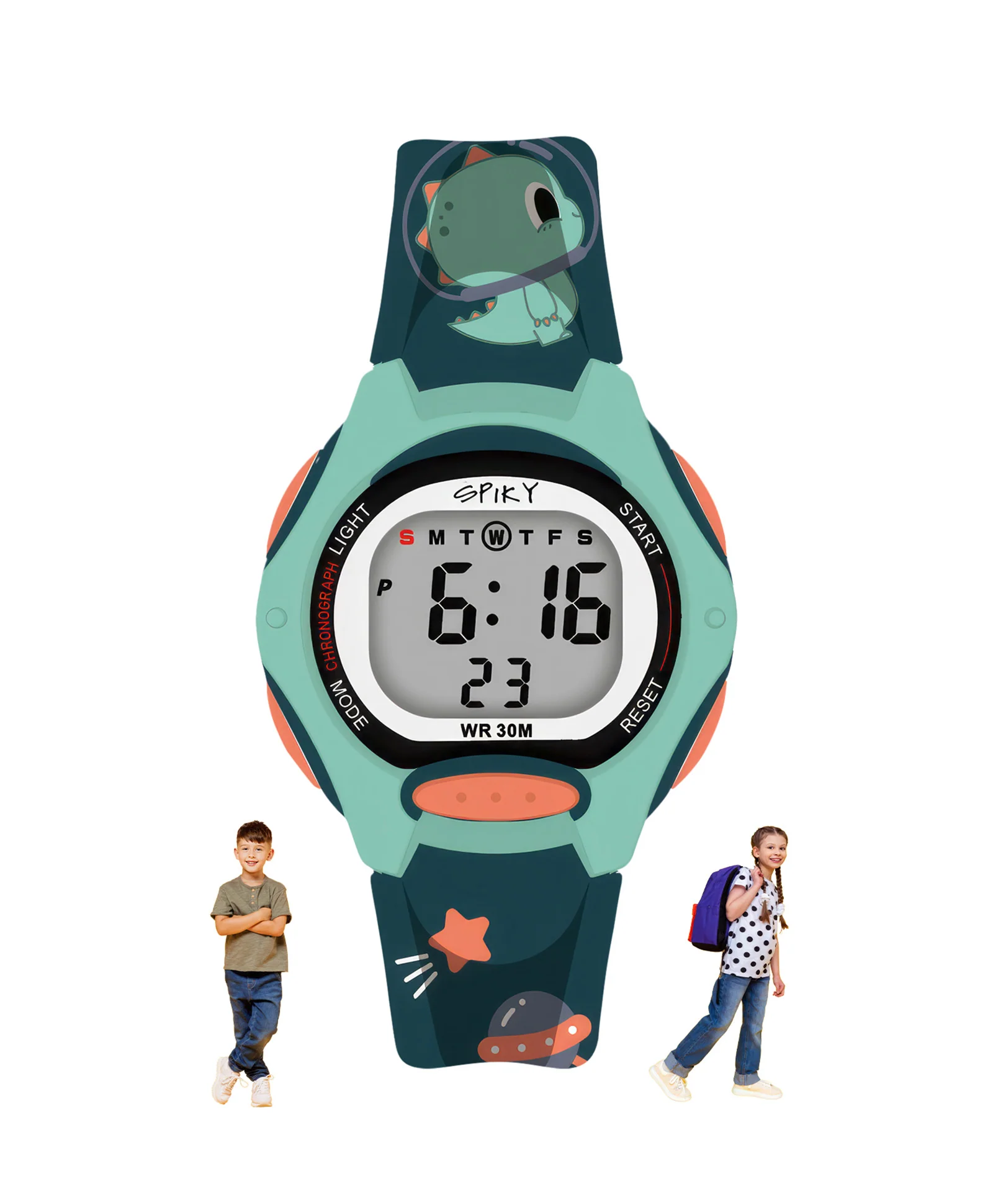 Spiky Eva18 Printed Strap Round Sports Digital Watch - Image 38