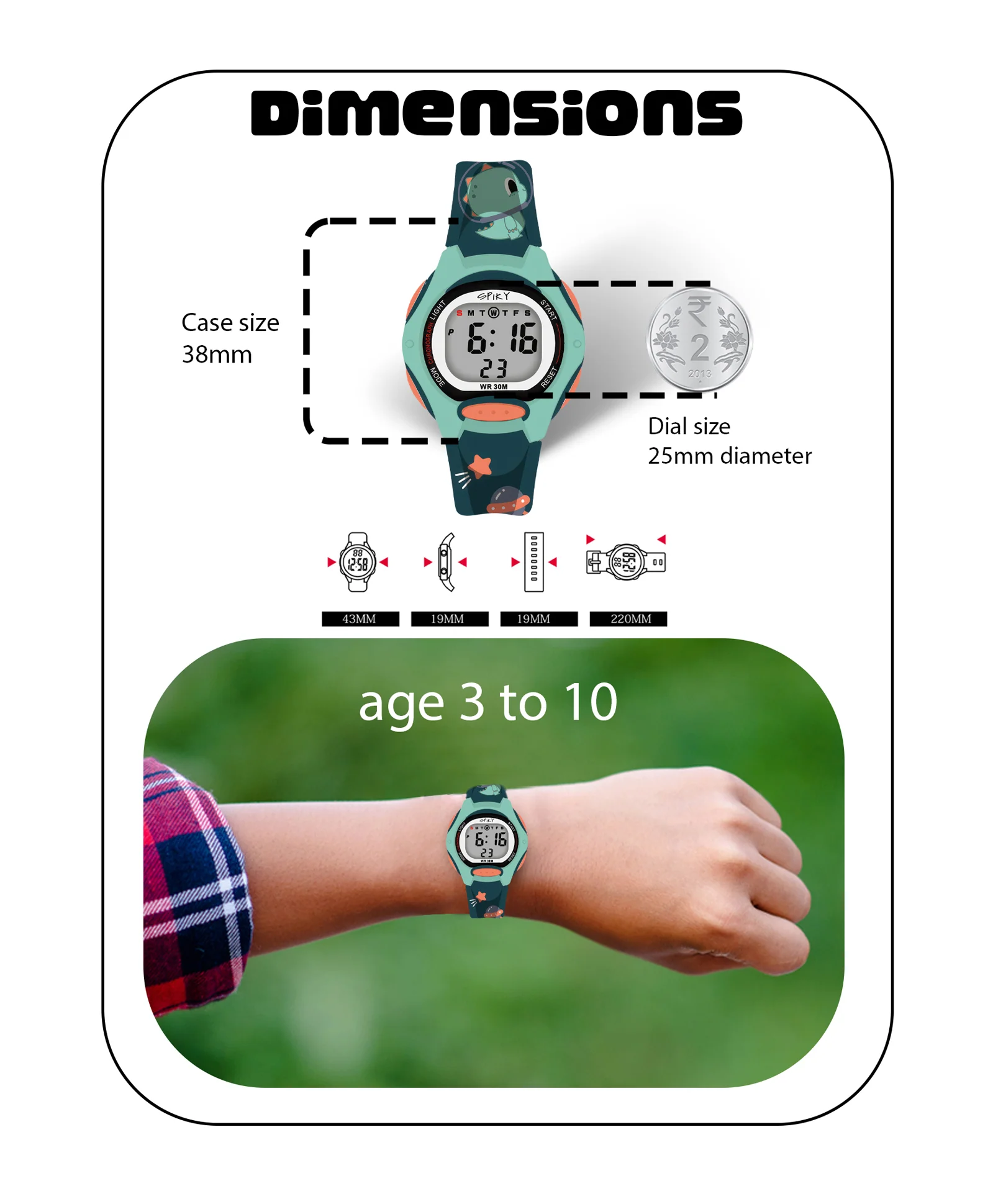 Spiky Eva18 Printed Strap Round Sports Digital Watch - Image 40