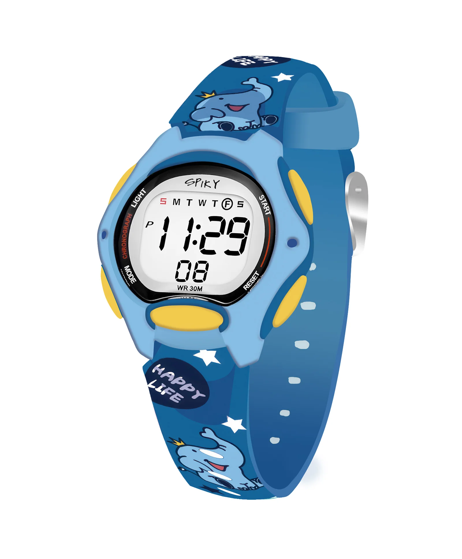 Spiky Eva18 Printed Strap Round Sports Digital Watch - Image 49