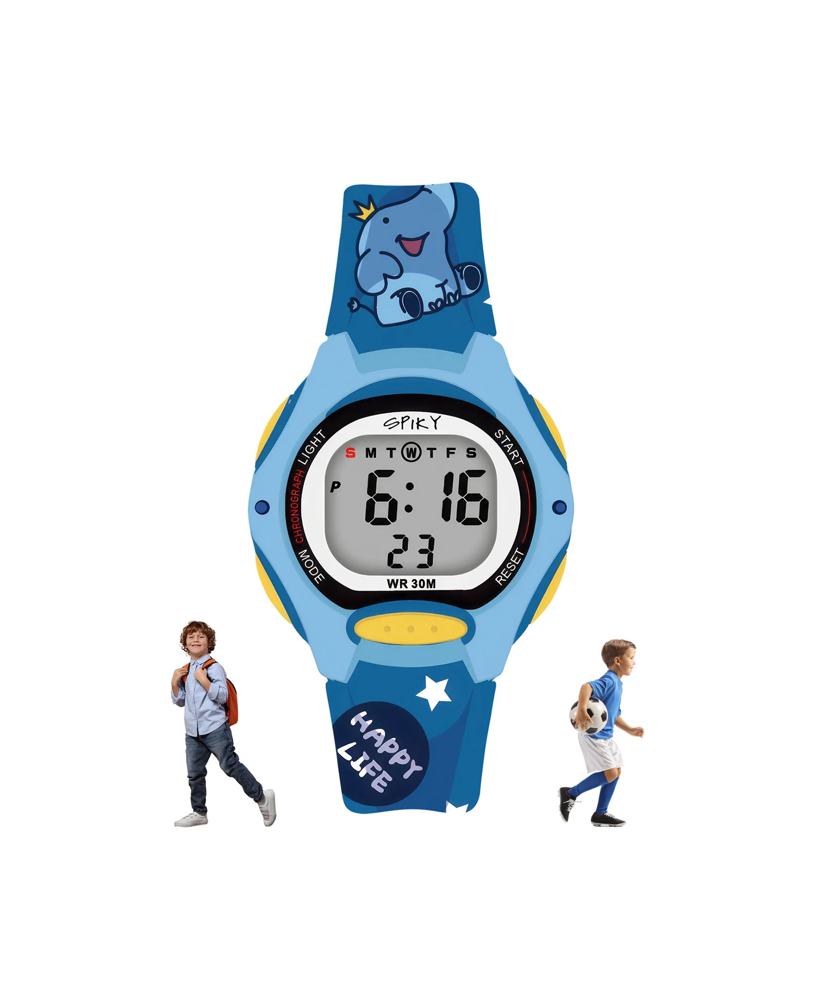 Spiky Eva18 Printed Strap Round Sports Digital Watch - Image 50