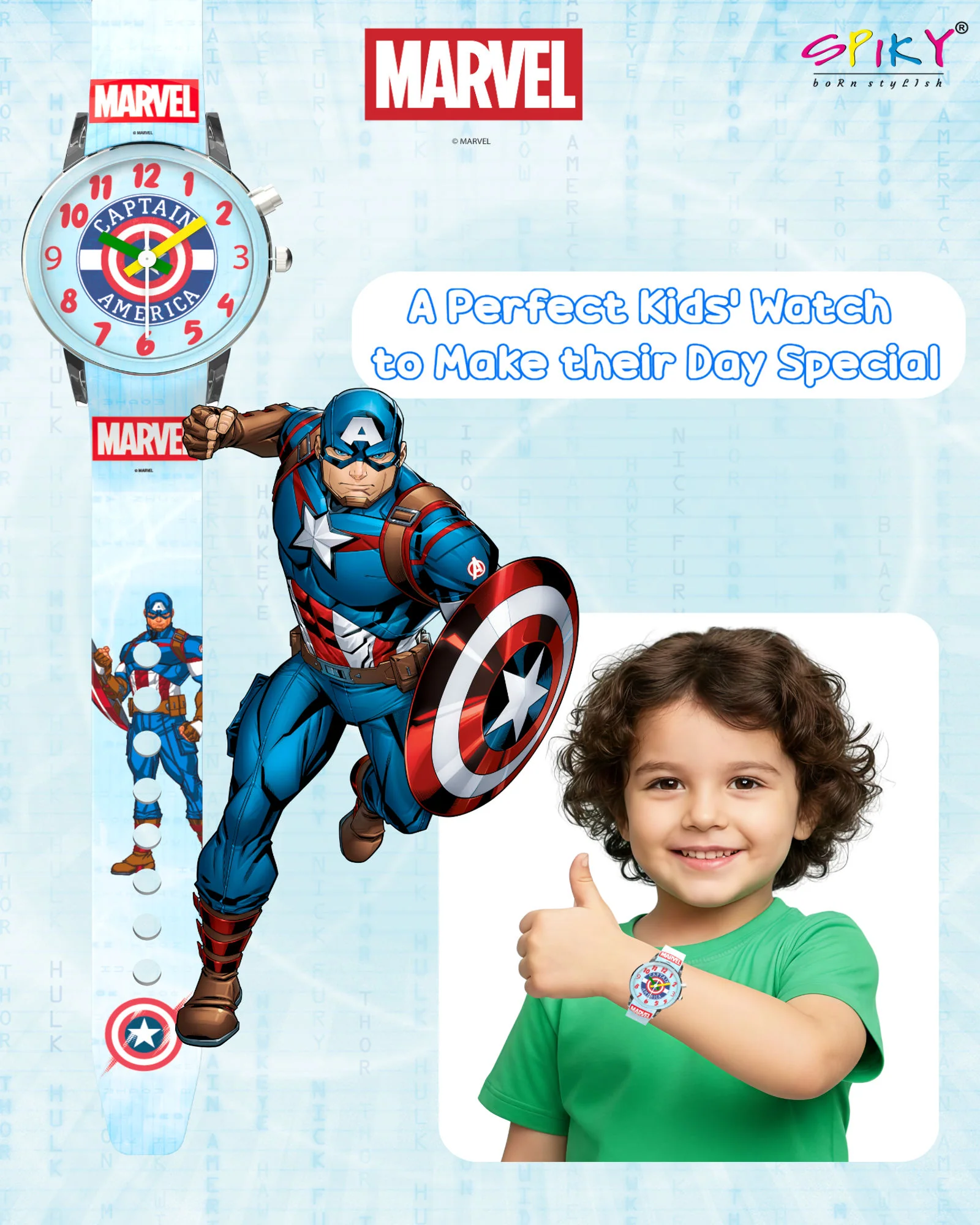 Disney Avengers Analog Kids Watch for Boys and Girls with LED Glowing Light - Image 10