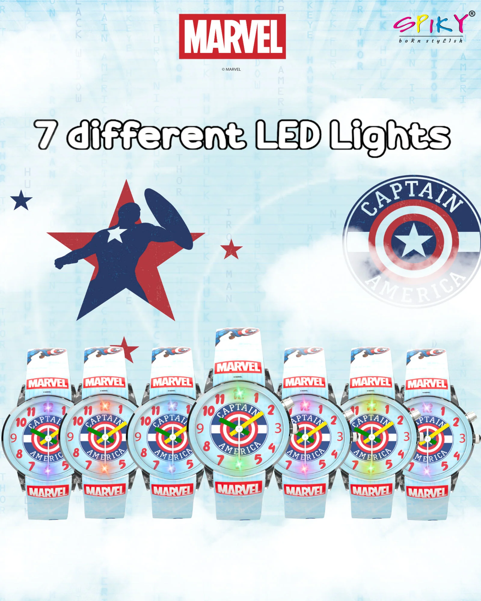 Disney Avengers Analog Kids Watch for Boys and Girls with LED Glowing Light - Image 11