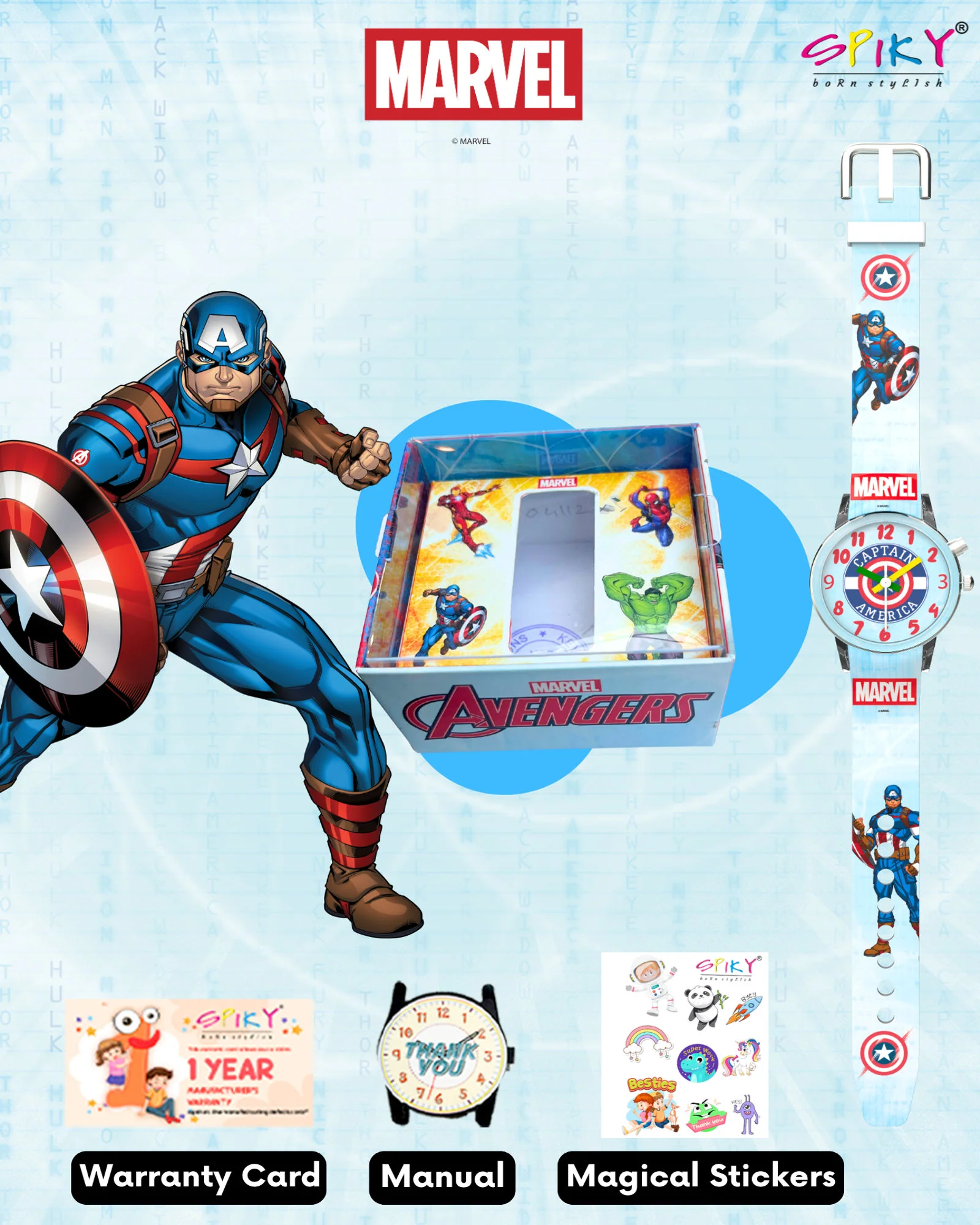 Disney Avengers Analog Kids Watch for Boys and Girls with LED Glowing Light - Image 14