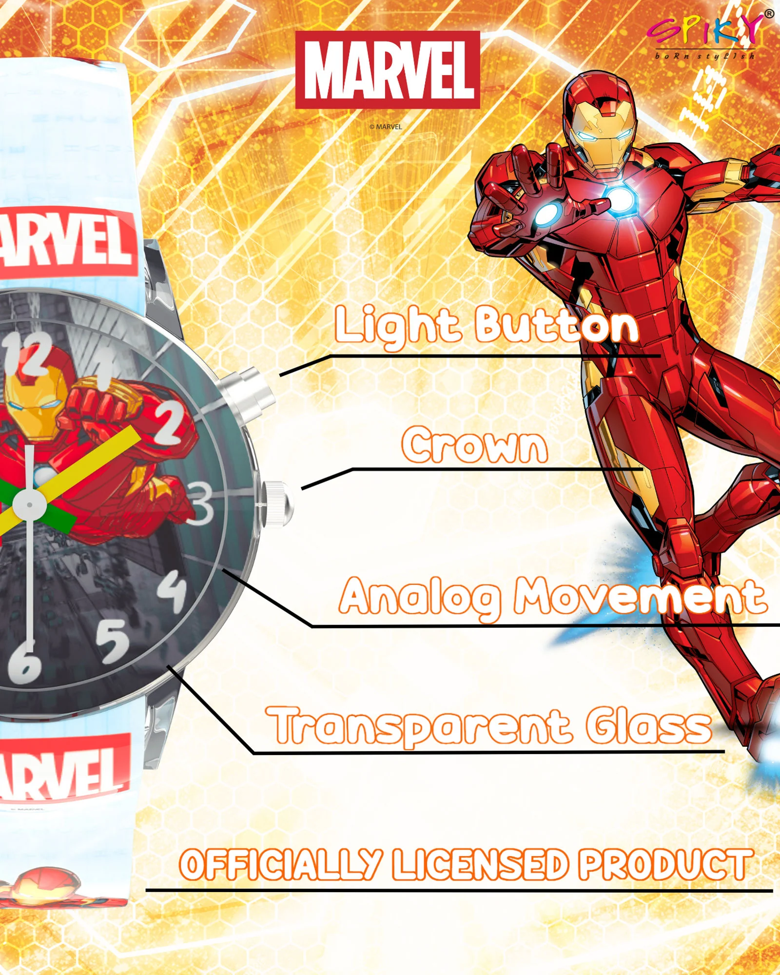 Disney Avengers Analog Kids Watch for Boys and Girls with LED Glowing Light - Image 27