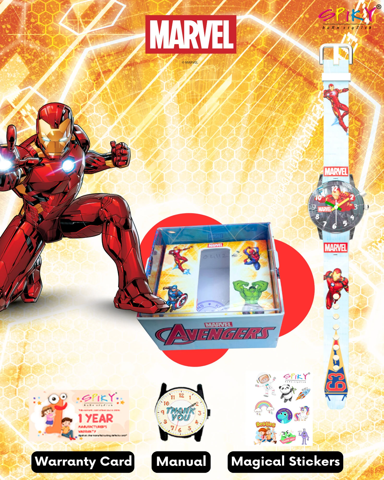 Disney Avengers Analog Kids Watch for Boys and Girls with LED Glowing Light - Image 28