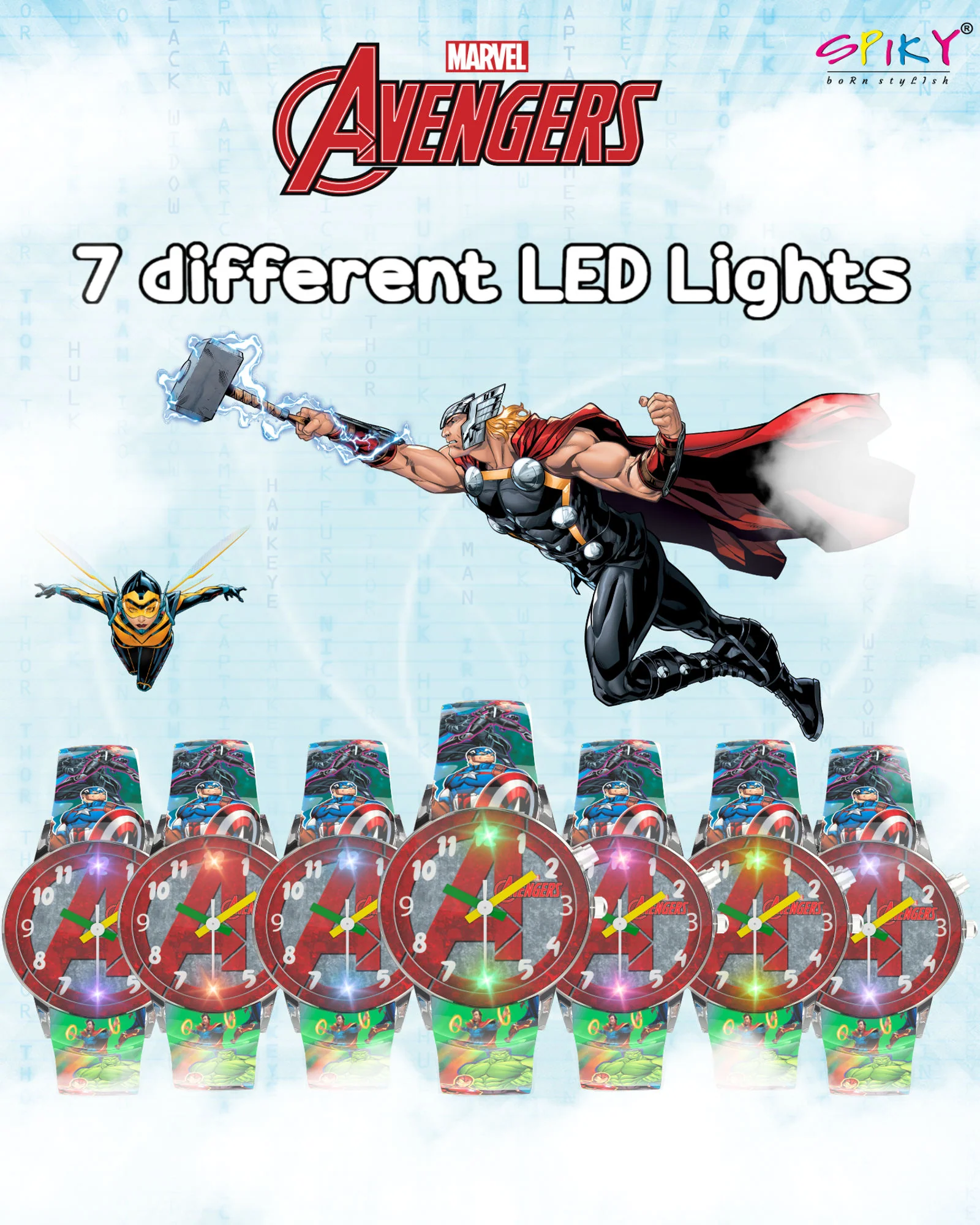Disney Avengers Analog Kids Watch for Boys and Girls with LED Glowing Light - Image 4