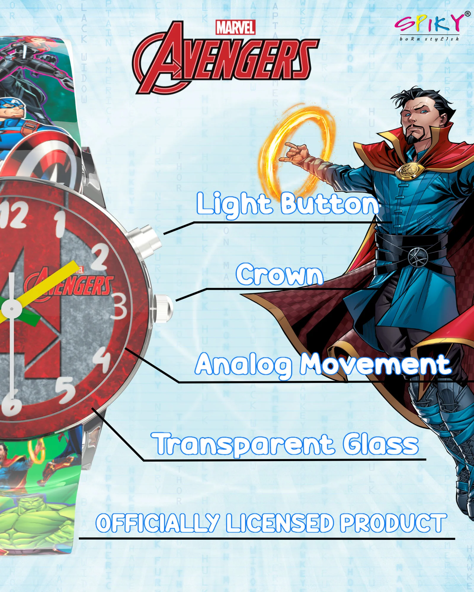 Disney Avengers Analog Kids Watch for Boys and Girls with LED Glowing Light - Image 6