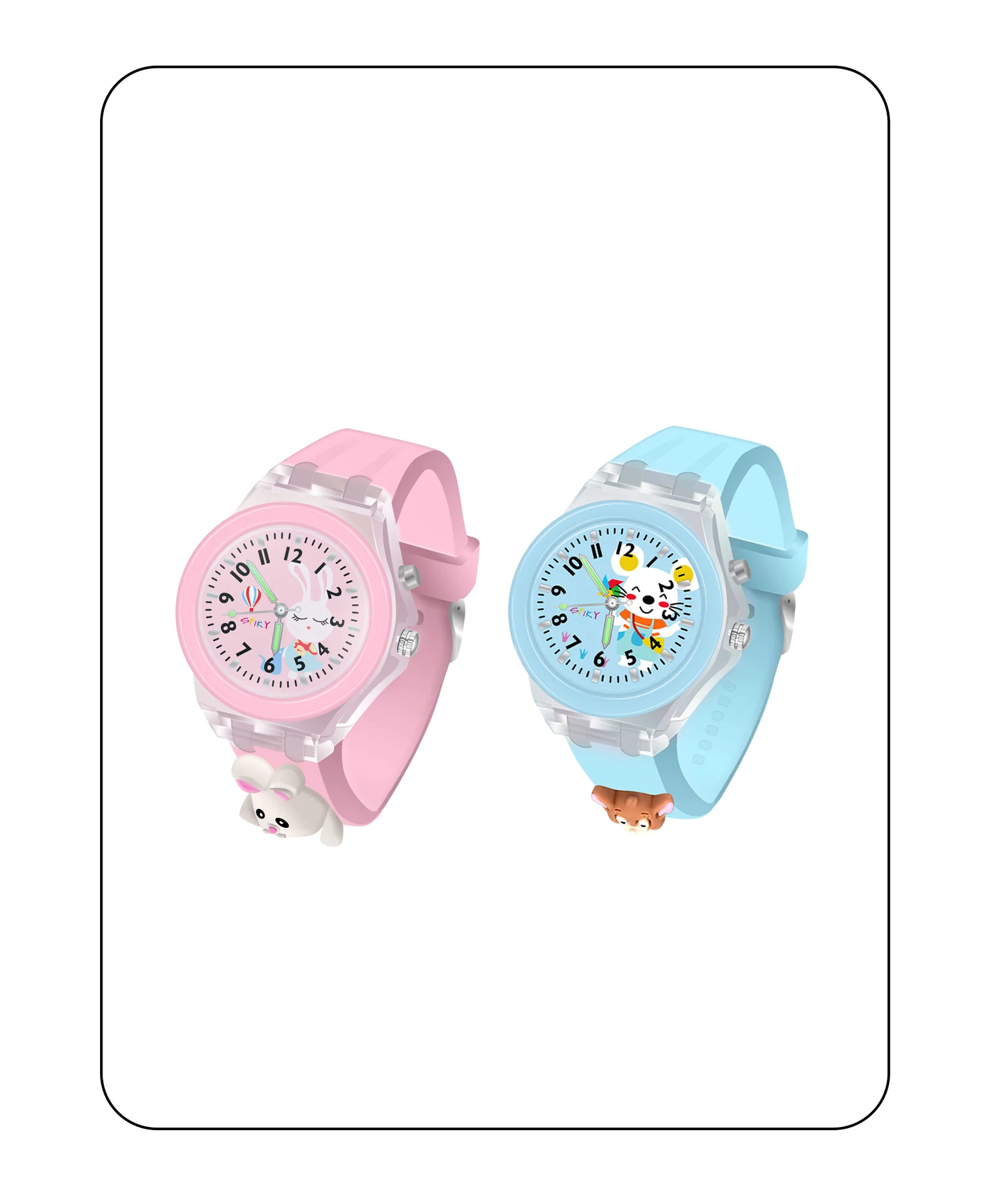 Spiky 3D Astronaut & Rabbit Cartoon Analog Light Watch Combo - Image 19