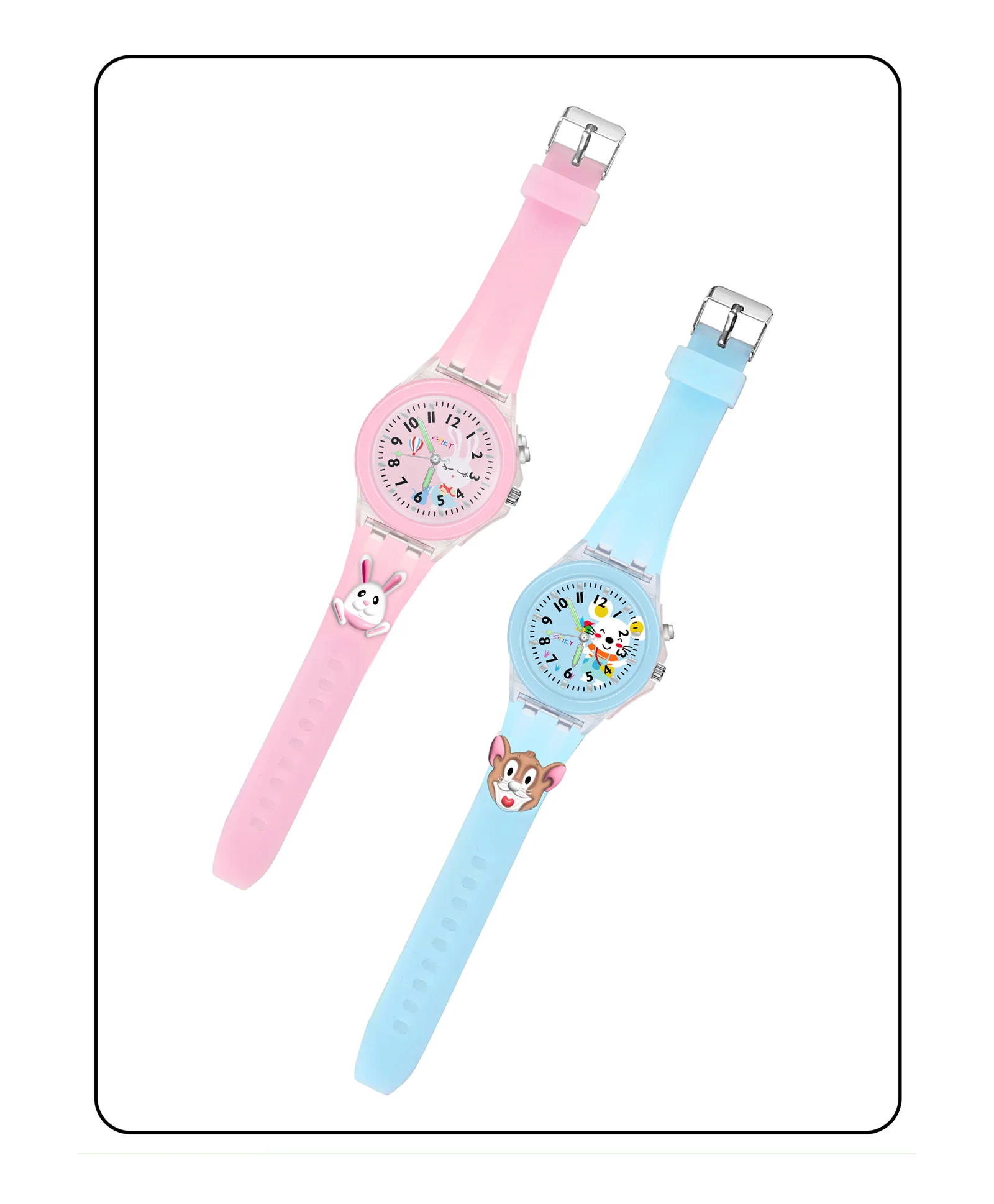 Spiky 3D Astronaut & Rabbit Cartoon Analog Light Watch Combo - Image 22