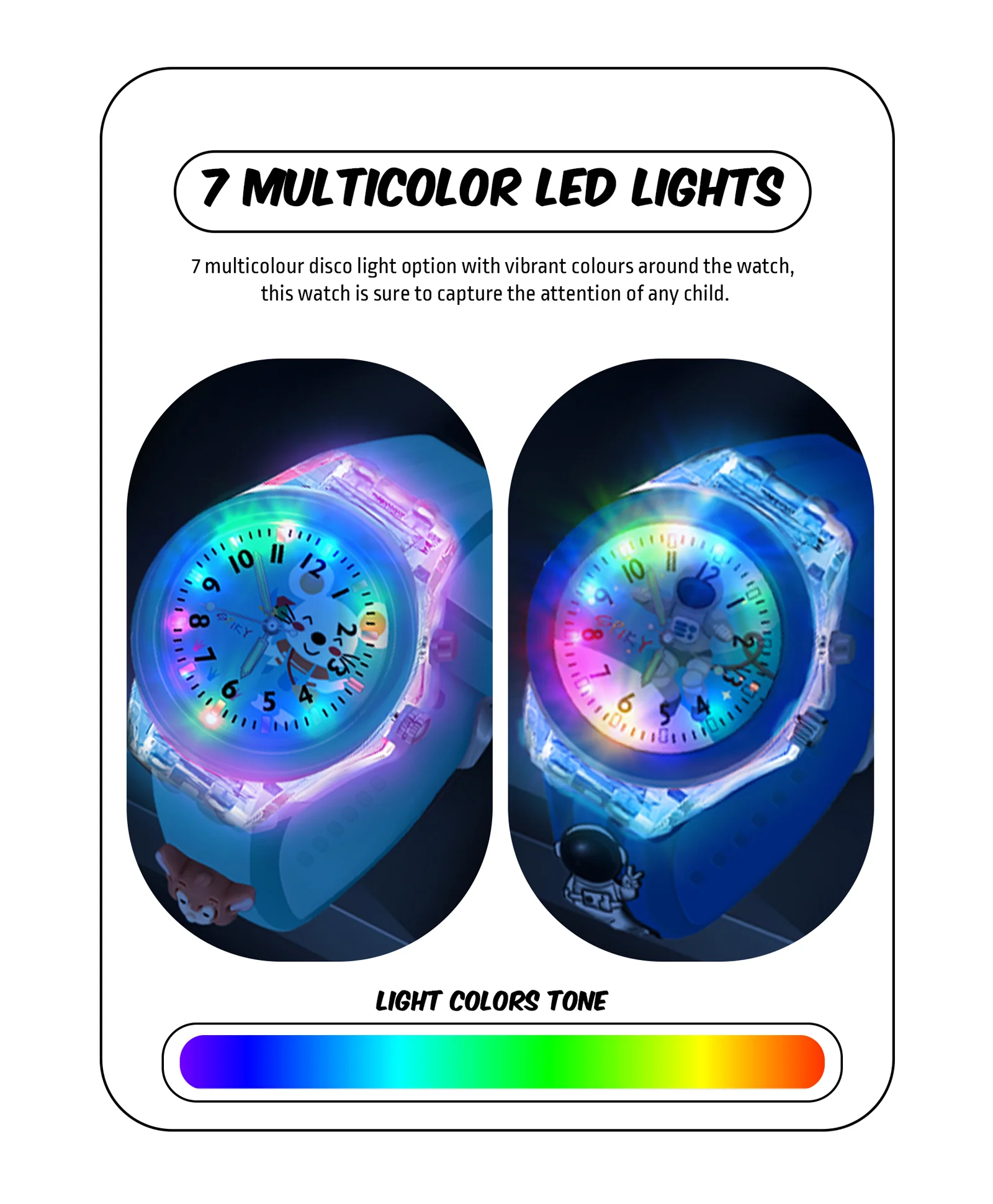 Spiky 3D Astronaut & Rabbit Cartoon Analog Light Watch Combo - Image 25