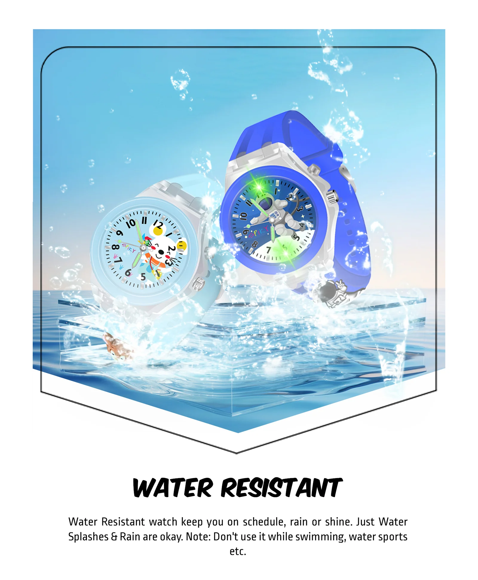 Spiky 3D Astronaut & Rabbit Cartoon Analog Light Watch Combo - Image 28