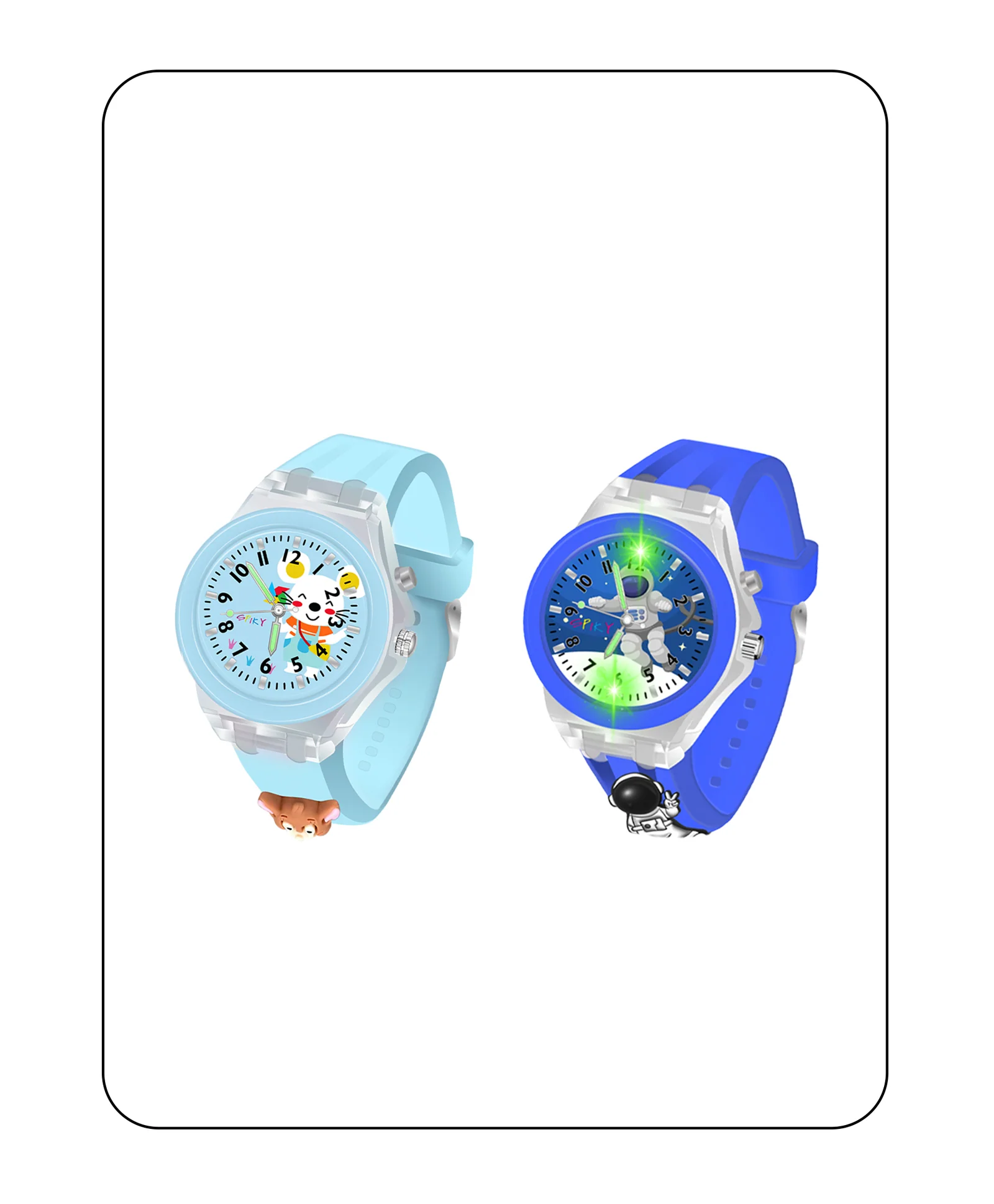 Spiky 3D Astronaut & Rabbit Cartoon Analog Light Watch Combo - Image 31