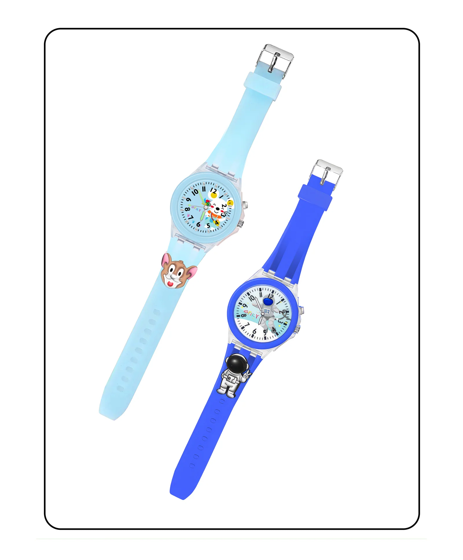 Spiky 3D Astronaut & Rabbit Cartoon Analog Light Watch Combo - Image 32