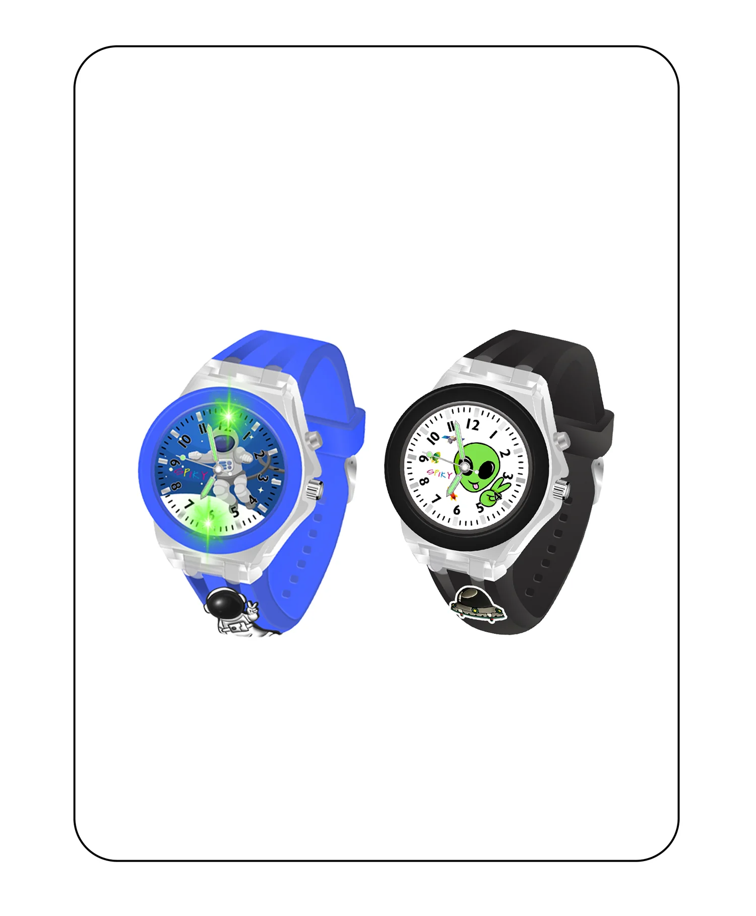 Spiky 3D Astronaut & Rabbit Cartoon Analog Light Watch Combo - Image 43