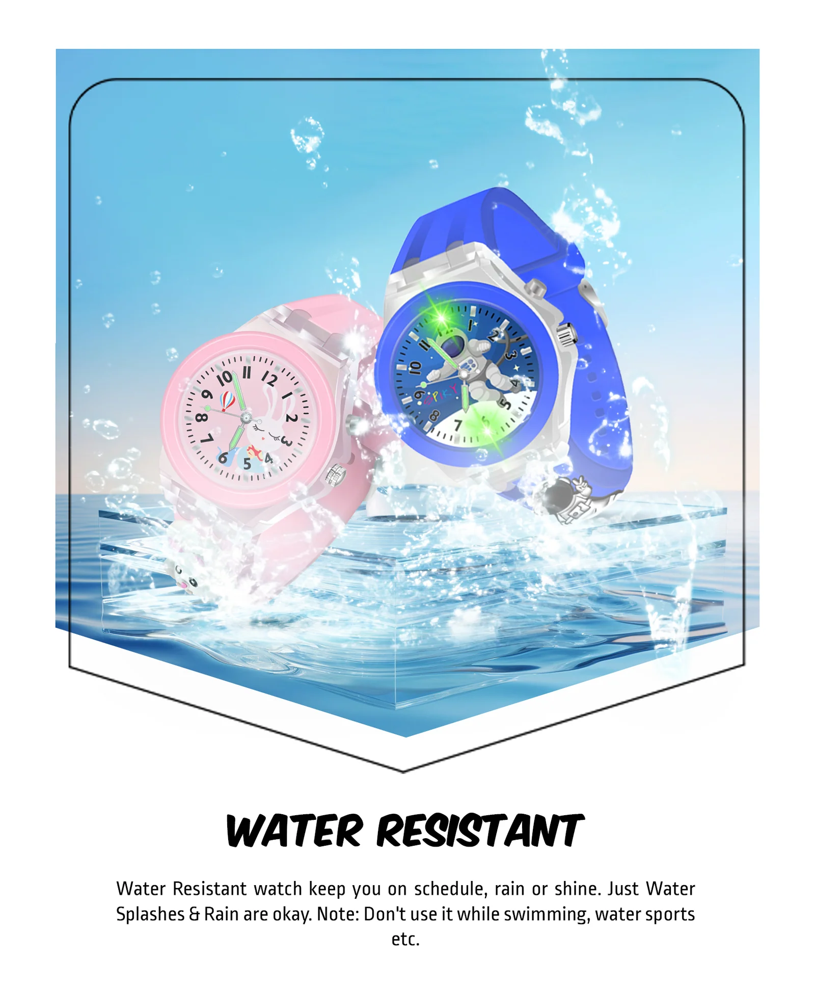 Spiky 3D Astronaut & Rabbit Cartoon Analog Light Watch Combo - Image 5