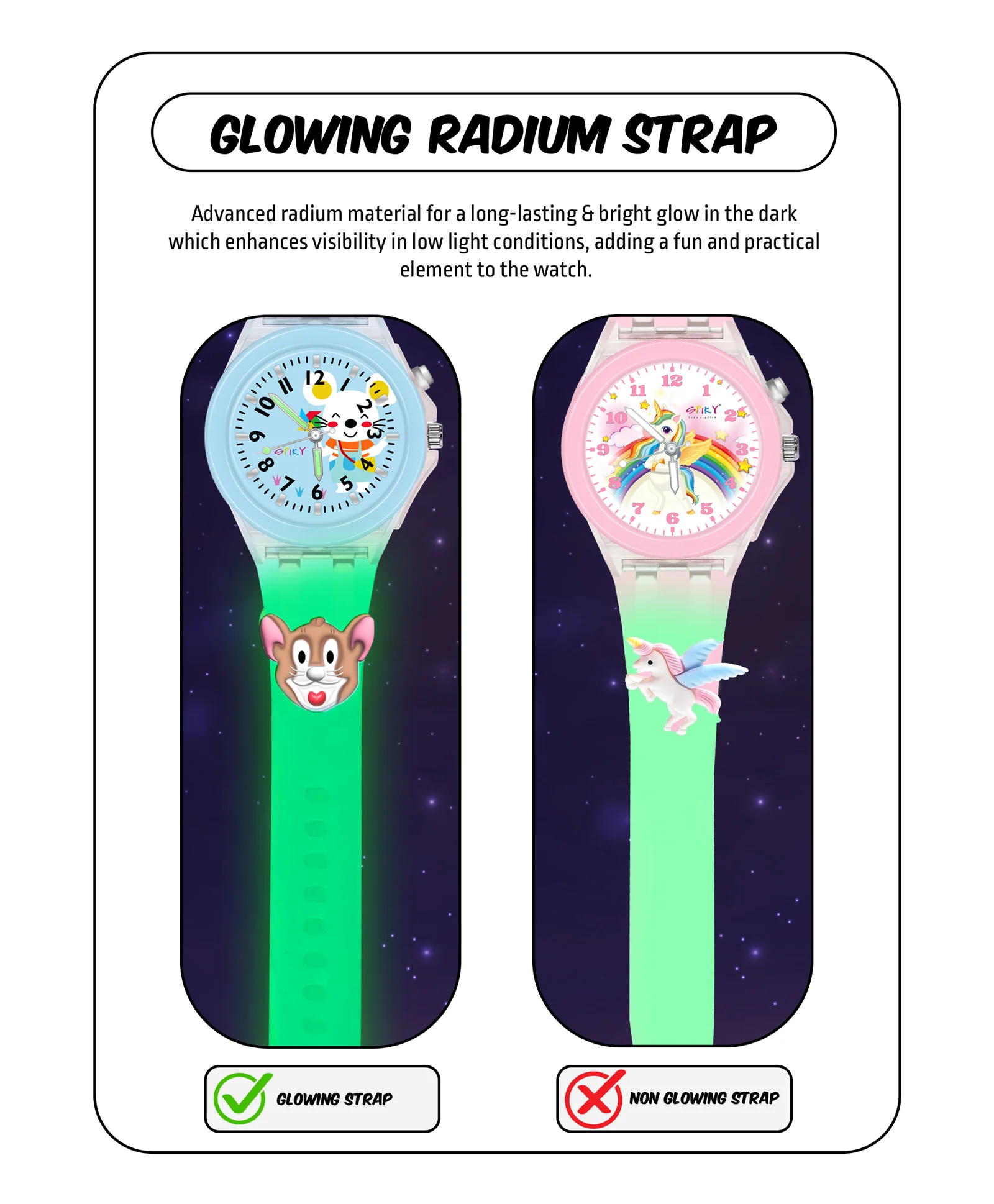 Spiky 3D Astronaut & Rabbit Cartoon Analog Light Watch Combo - Image 76