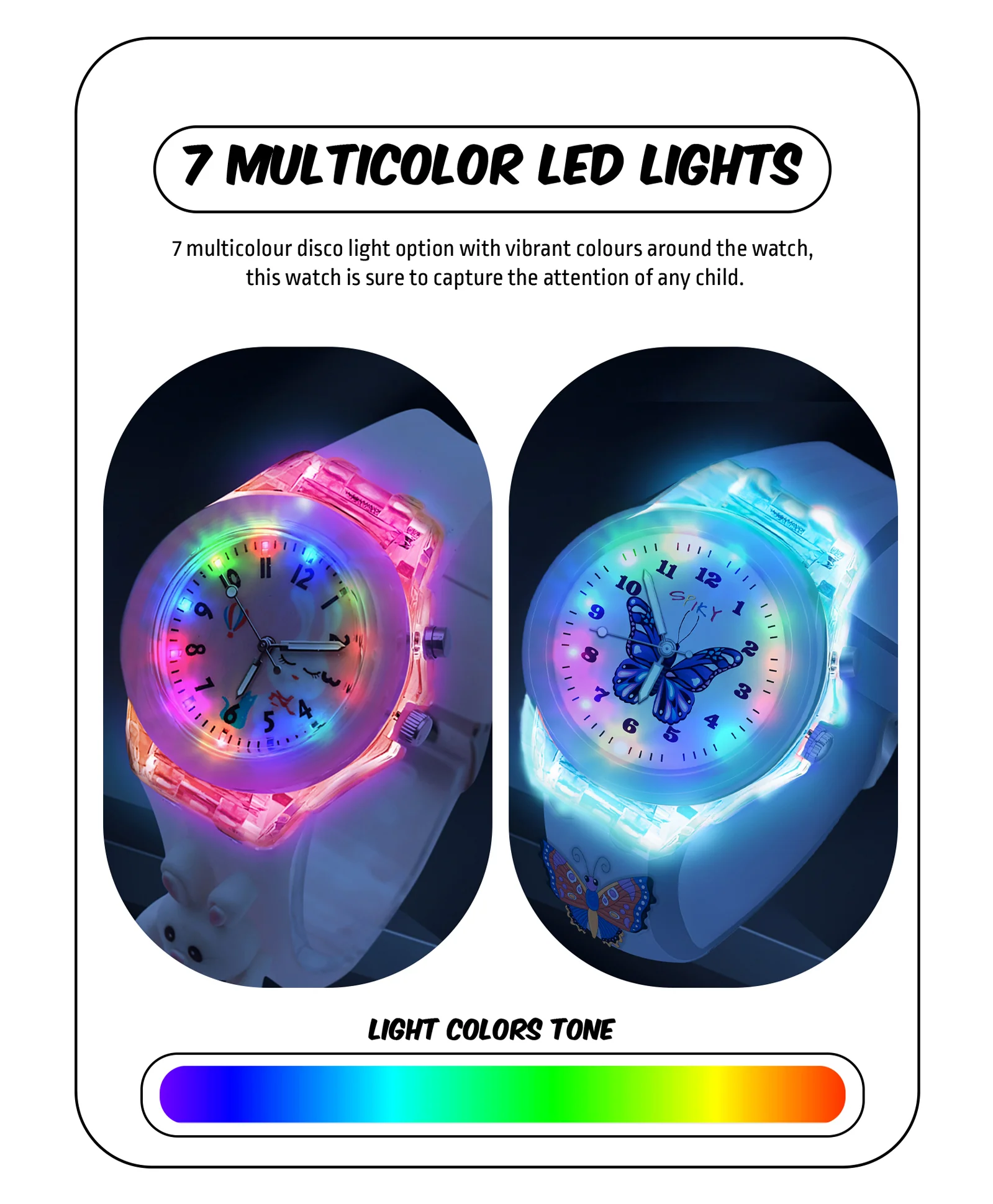 Spiky Combo of Unicorn & Monkey 3D Cartoon Analog Light Watch - Image 38