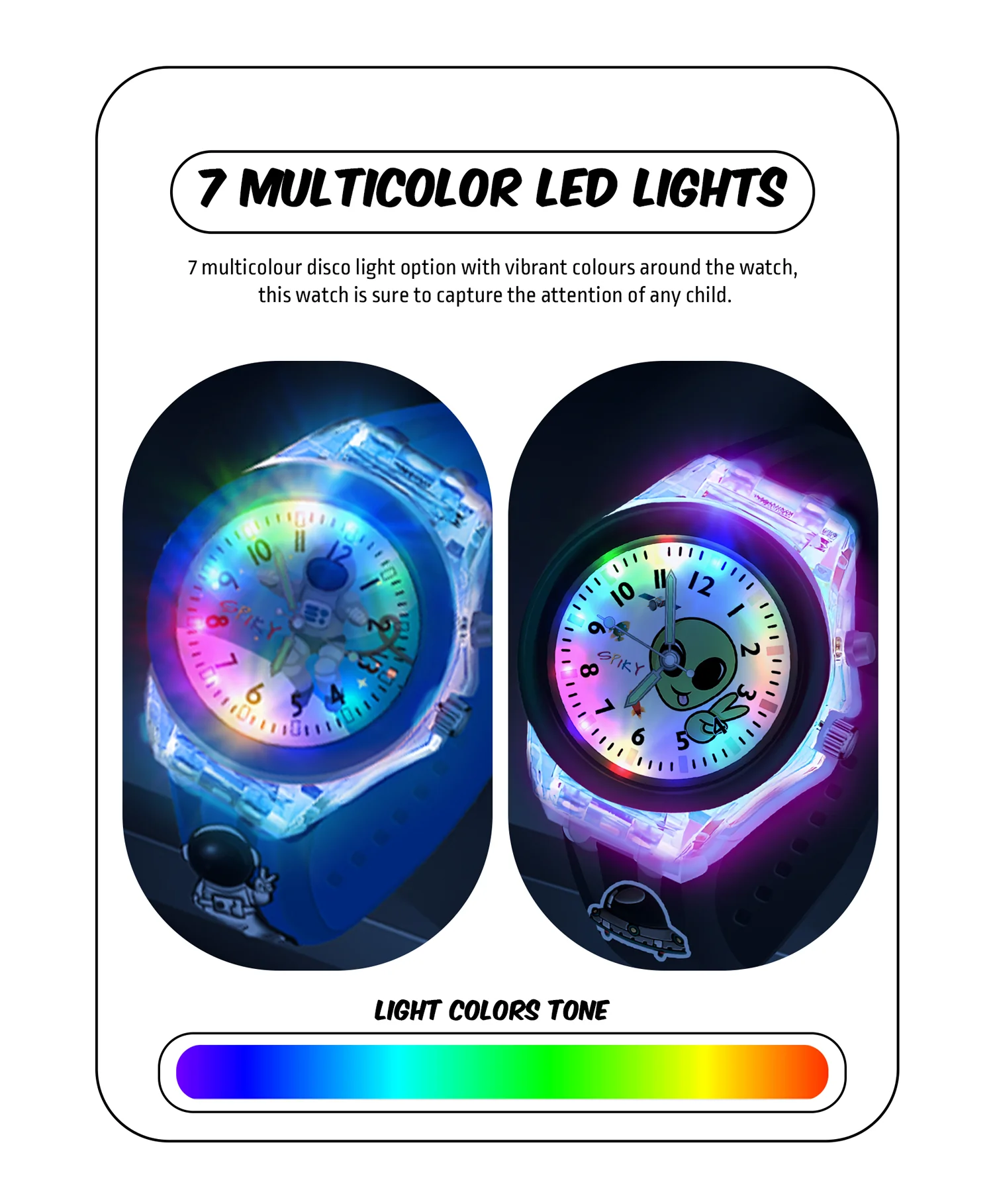 Spiky Combo of Unicorn & Monkey 3D Cartoon Analog Light Watch - Image 50