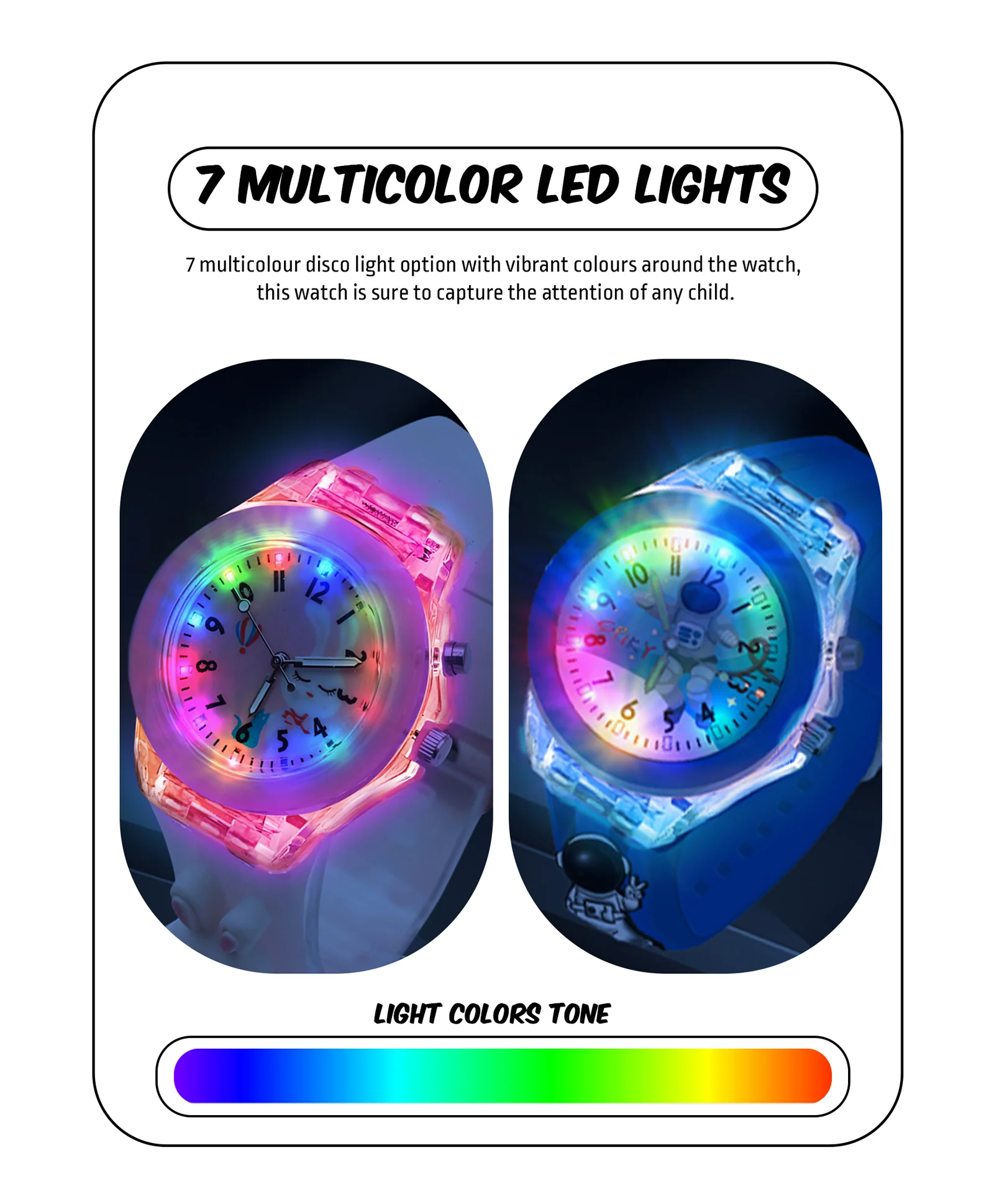 Spiky Combo of Unicorn & Monkey 3D Cartoon Analog Light Watch - Image 60