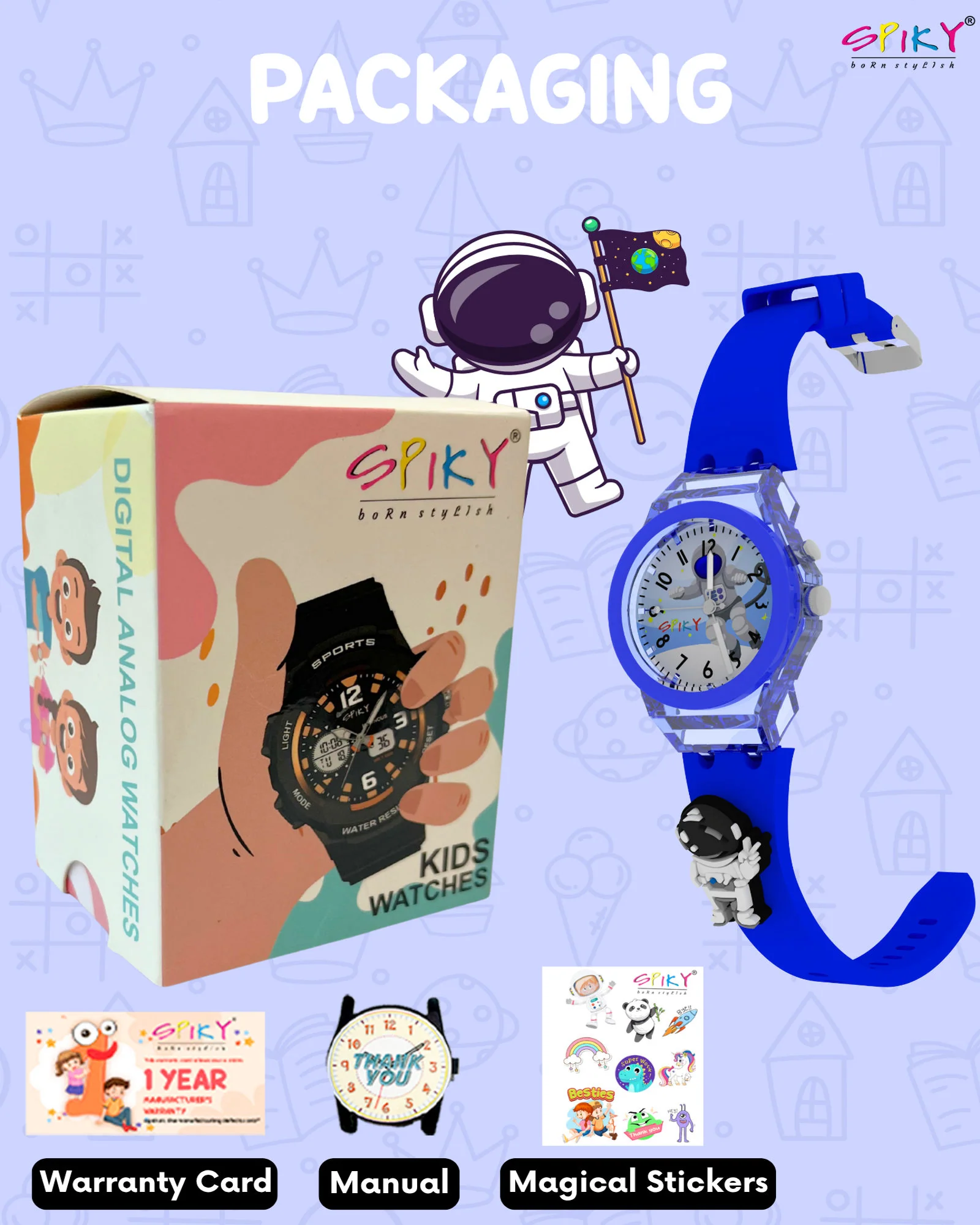 Spiky 3D Cartoon Analog Light Watch for Kids - Image 14