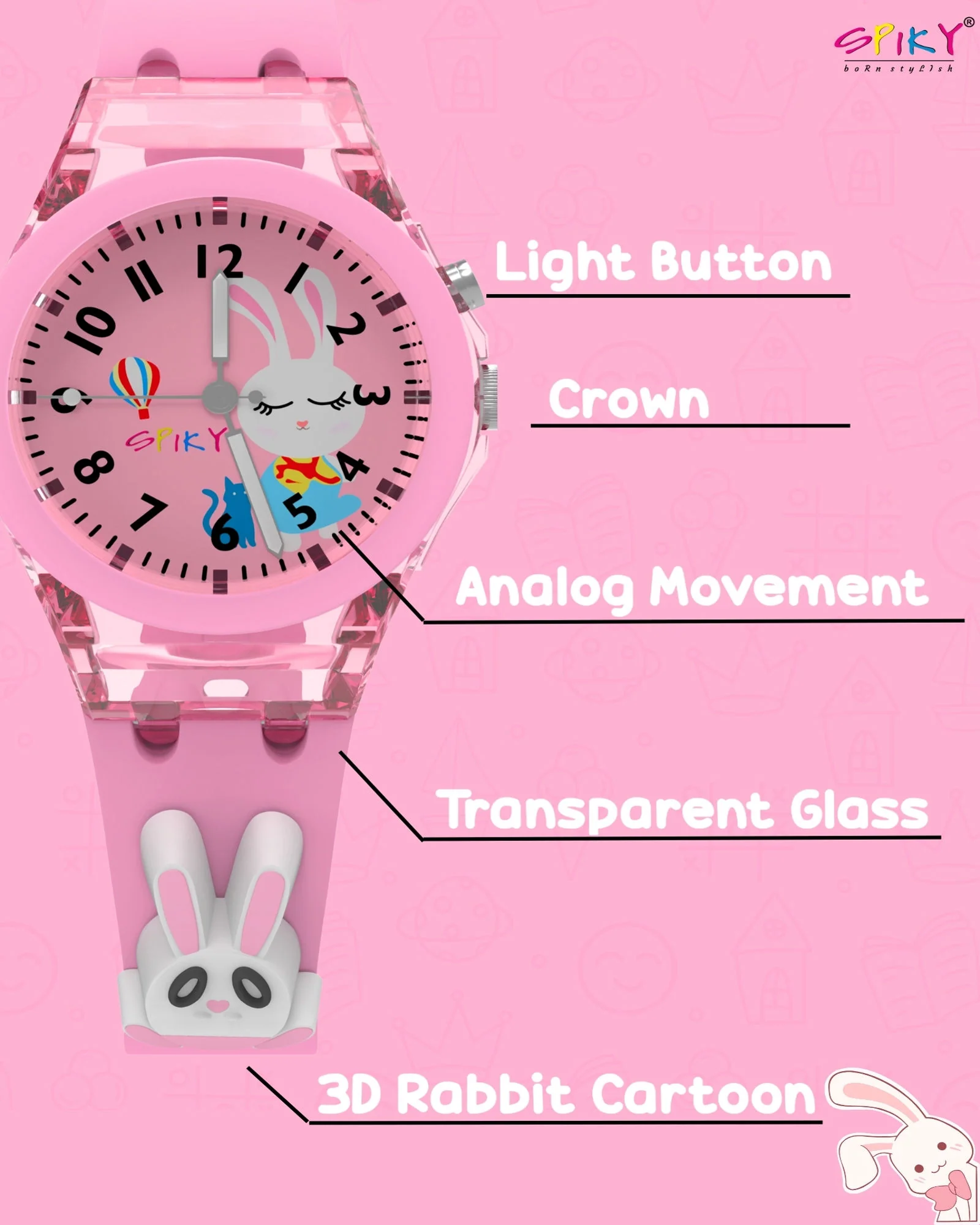 Spiky 3D Cartoon Analog Light Watch for Kids - Image 20