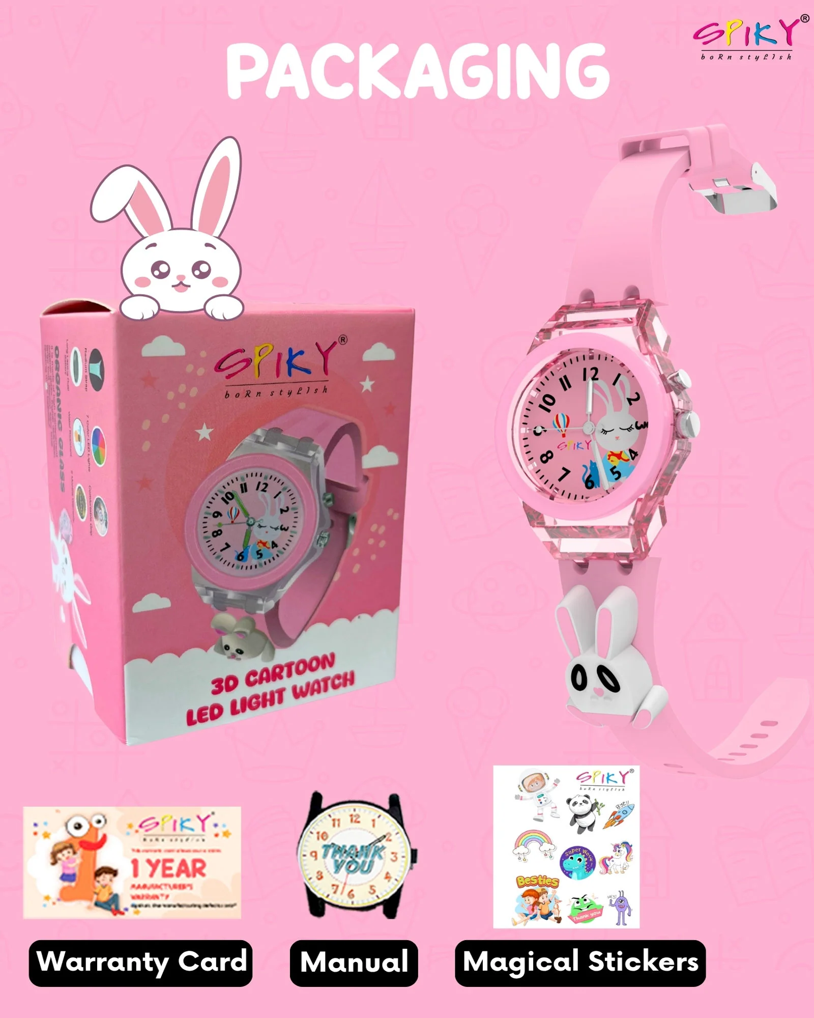 Spiky 3D Cartoon Analog Light Watch for Kids - Image 14
