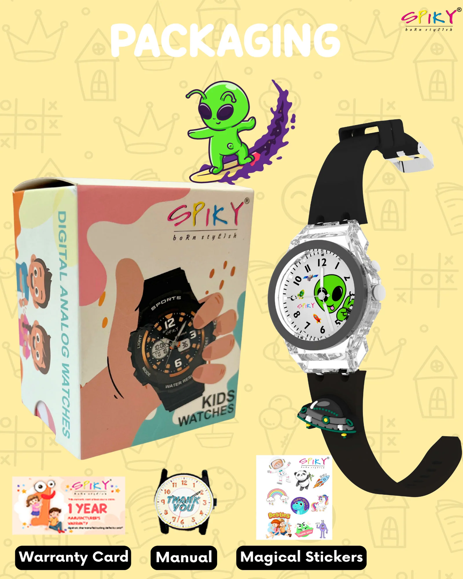 Spiky 3D Cartoon Analog Light Watch for Kids - Image 29