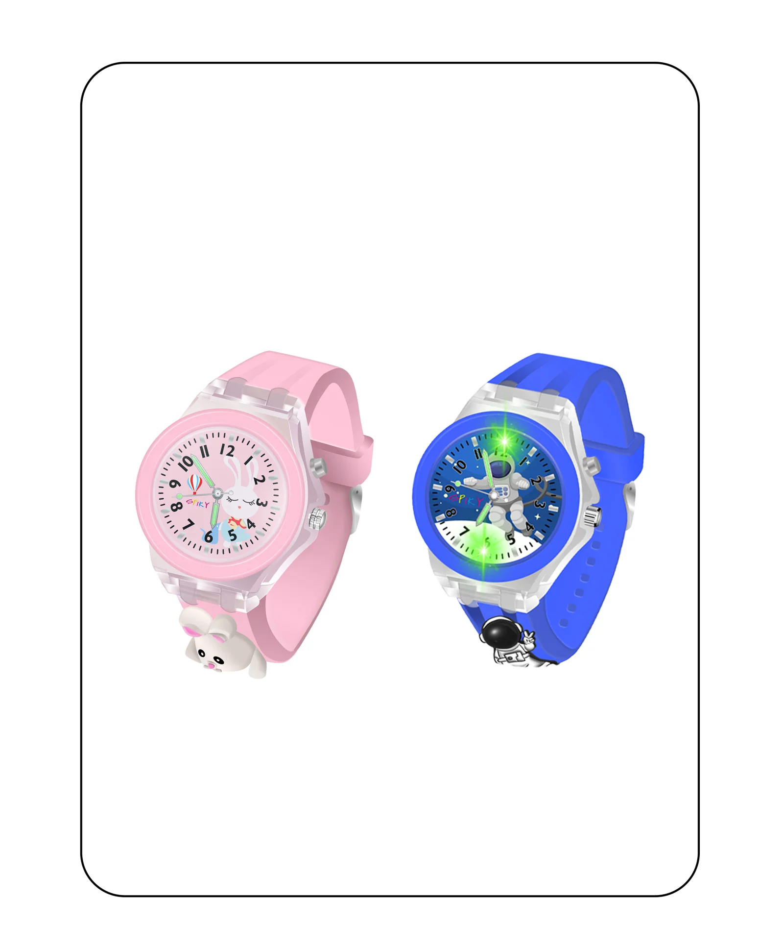 Spiky 3D Monkey & Rabbit Cartoon Analog Light Watch Combo - Image 22