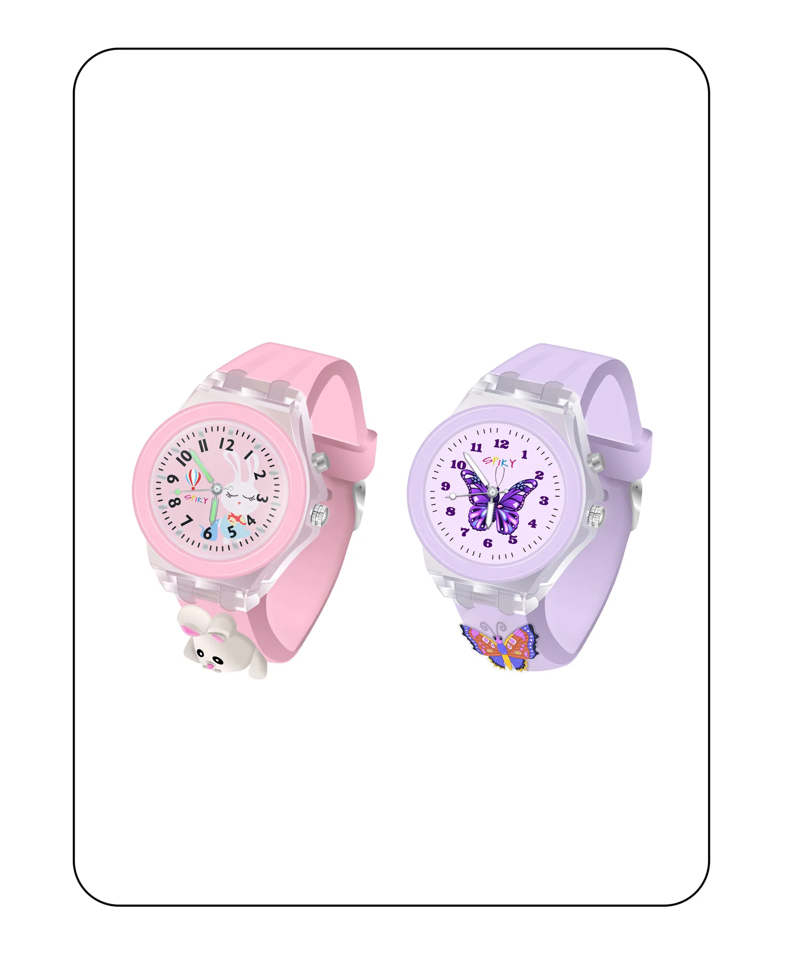 Spiky 3D Monkey & Rabbit Cartoon Analog Light Watch Combo - Image 58