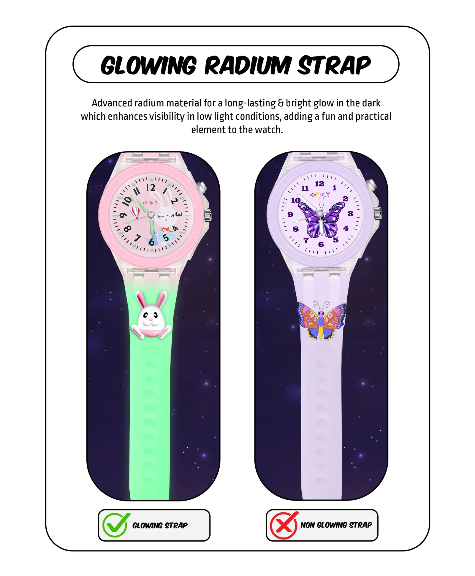 Spiky Combo of Butterfly & Monkey 3D Cartoon Analog Light Watch - Image 29