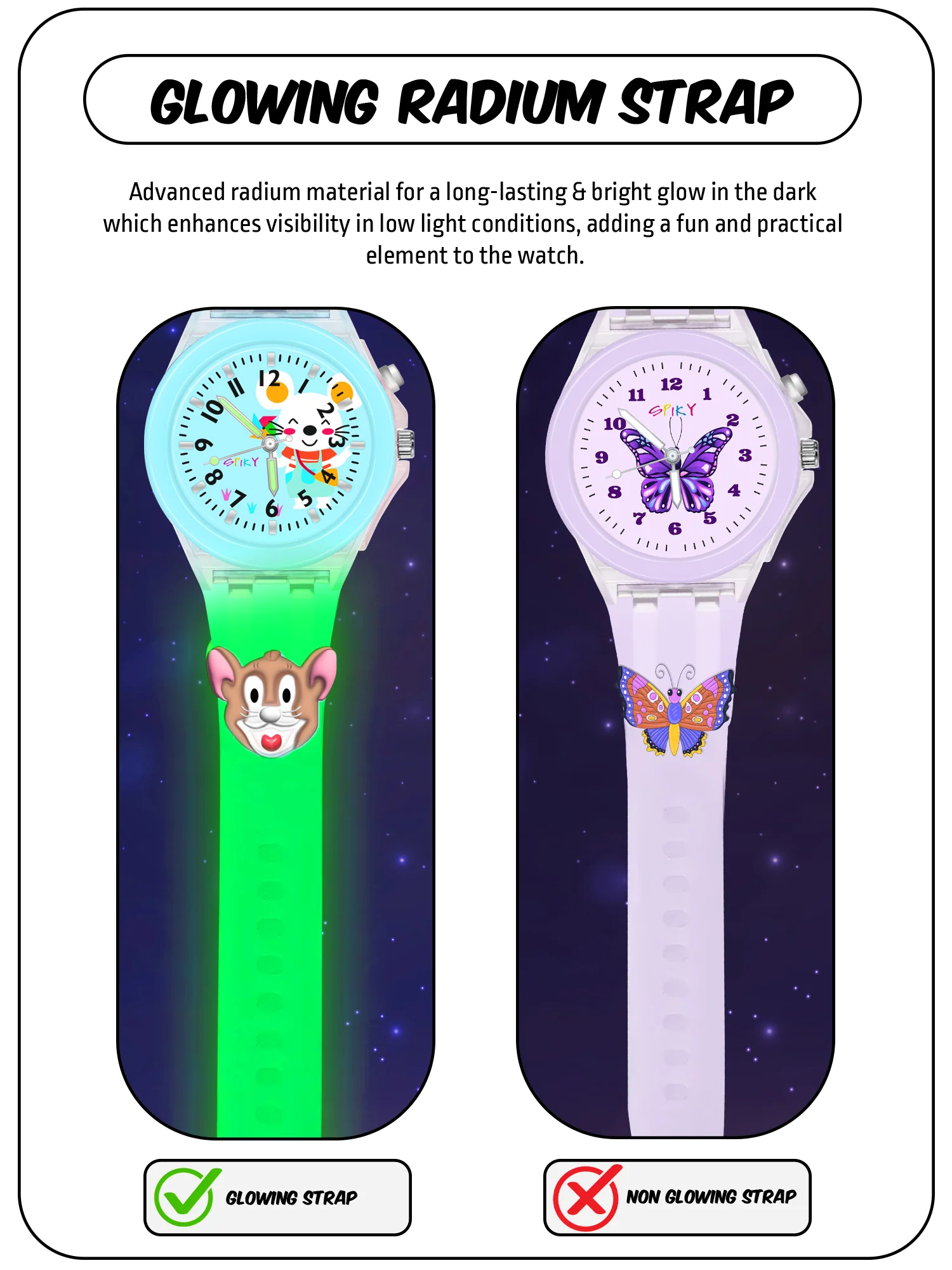 Spiky Combo of Butterfly & Monkey 3D Cartoon Analog Light Watch - Image 6