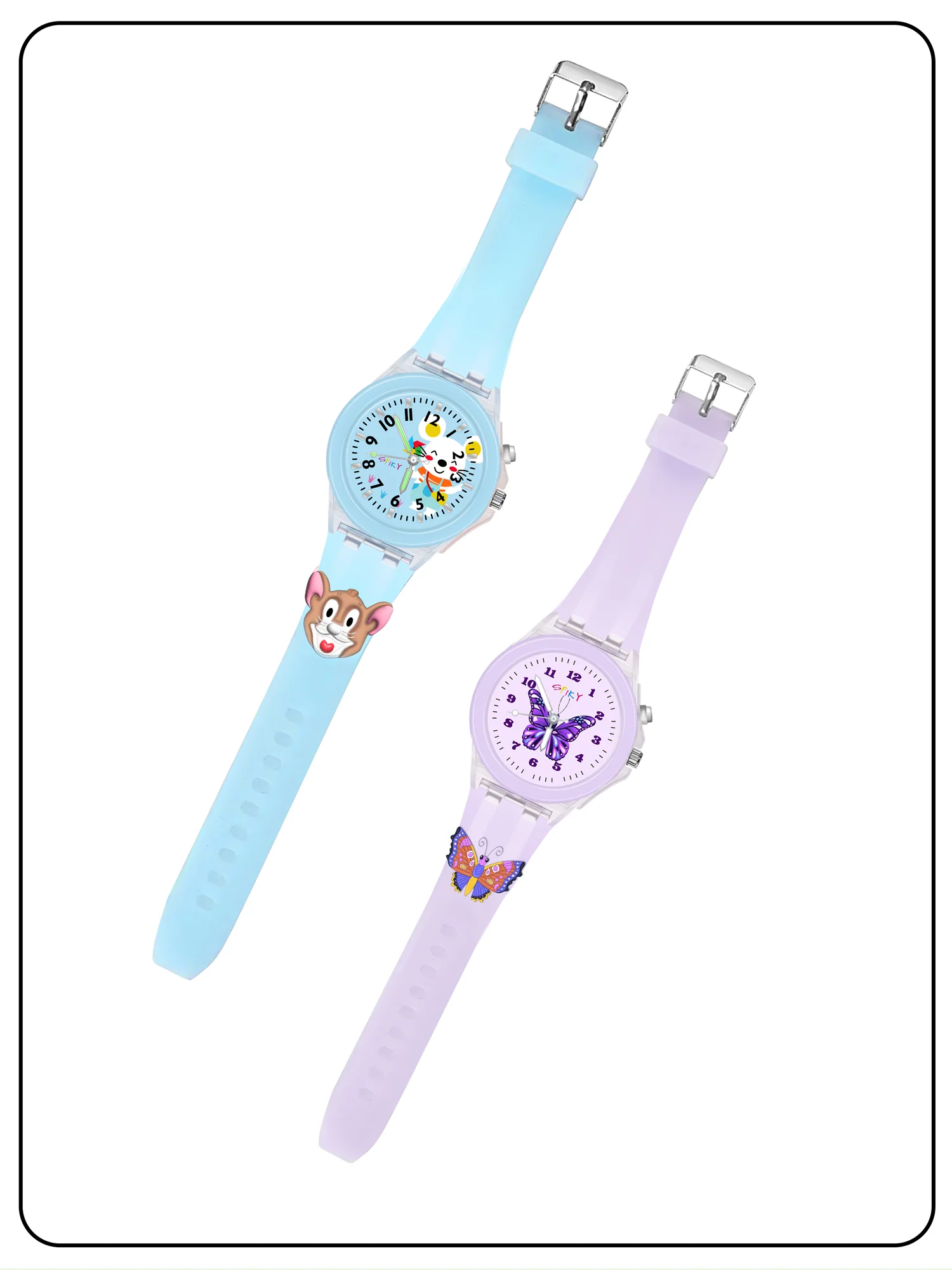 Spiky Combo of Butterfly & Monkey 3D Cartoon Analog Light Watch - Image 9