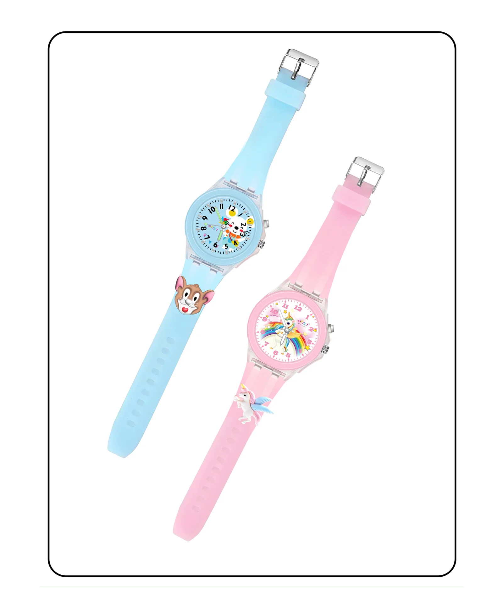 Spiky Combo of Rabbit & Butterfly 3D Cartoon Analog Light Watch - Image 33