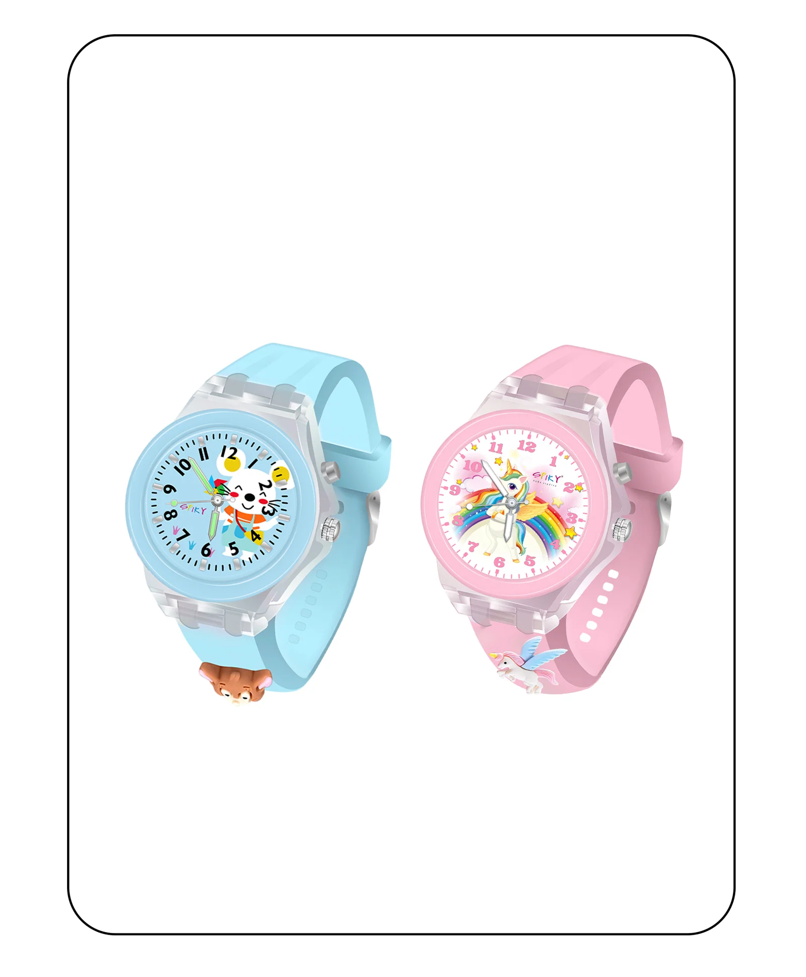 Spiky Combo of Rabbit & Butterfly 3D Cartoon Analog Light Watch - Image 35