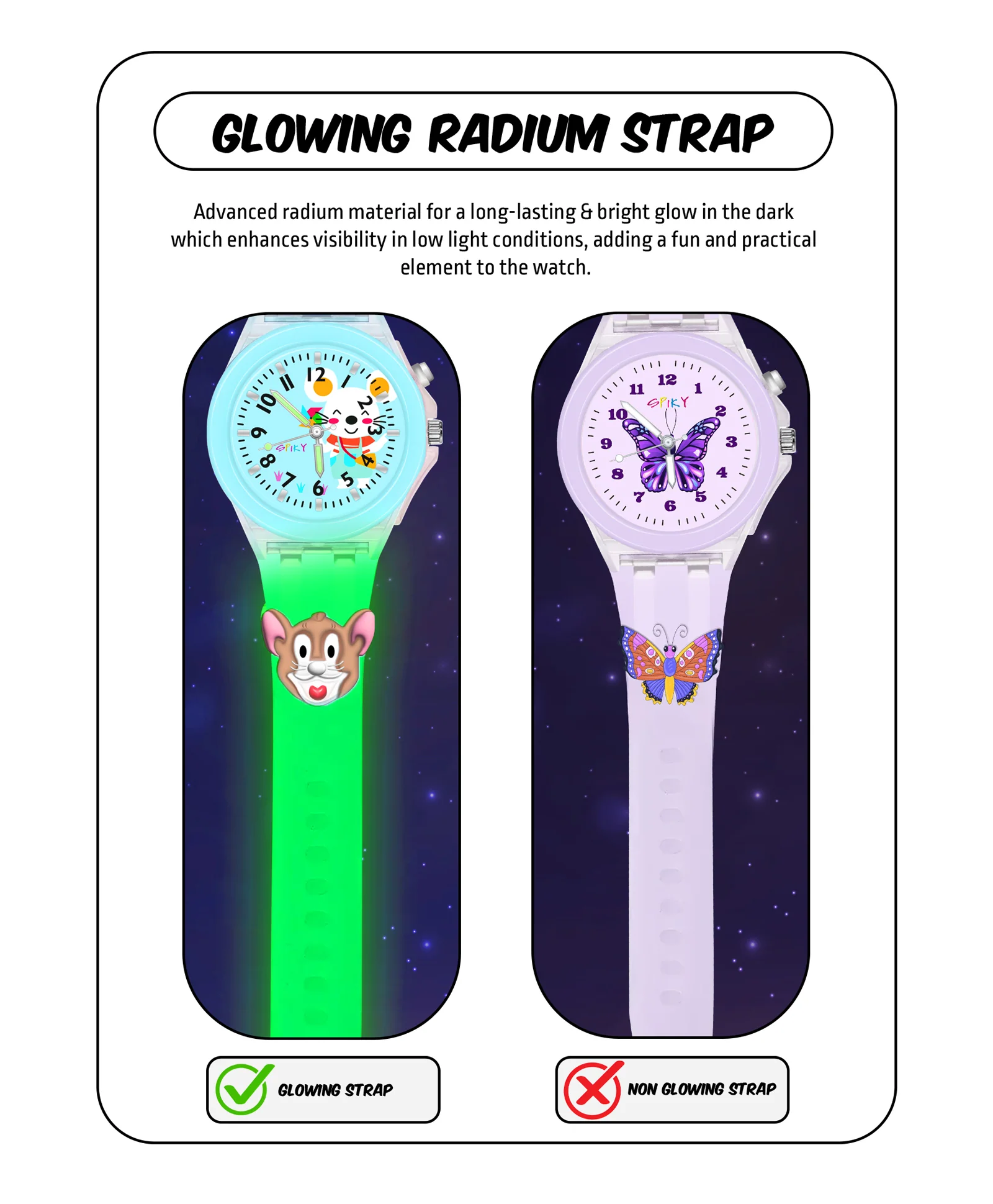 Spiky Combo of Rabbit & Butterfly 3D Cartoon Analog Light Watch - Image 42