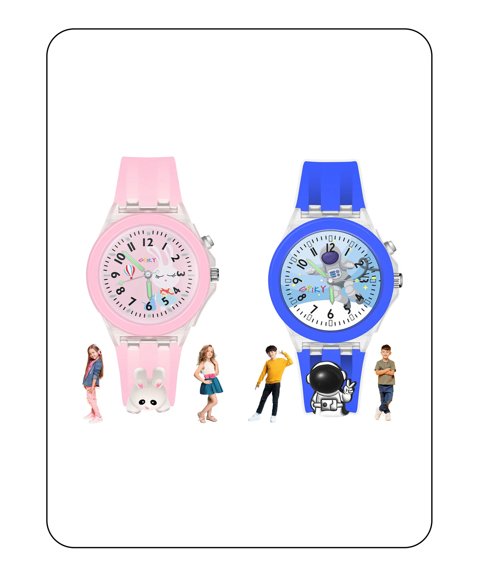 Spiky Combo of Rabbit & Butterfly 3D Cartoon Analog Light Watch - Image 60