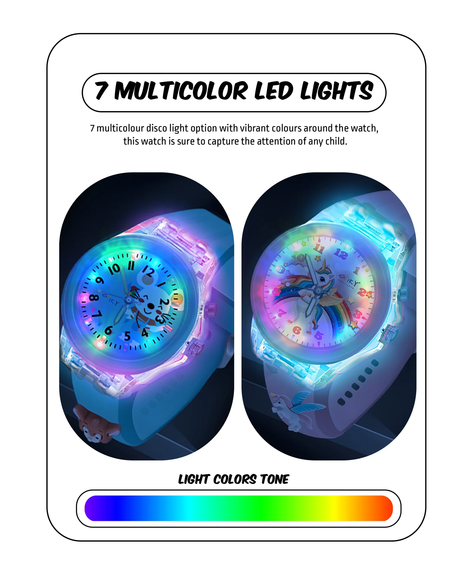 Spiky Combo of Unicorn & Rabbit 3D Cartoon Analog Light Watch - Image 26