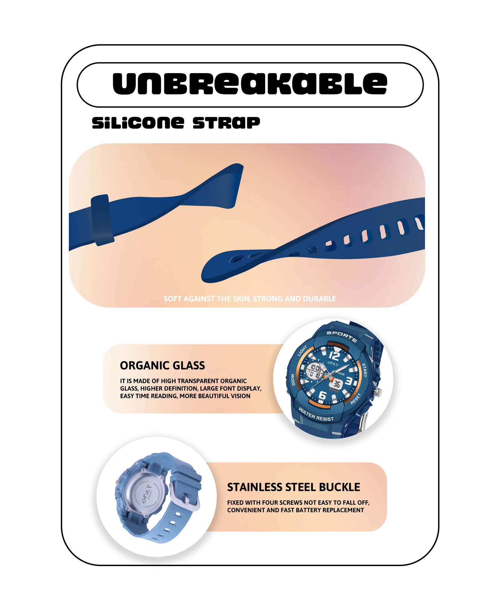 Spiky Eva6 Analog & Digital Sporty Watch - Image 30