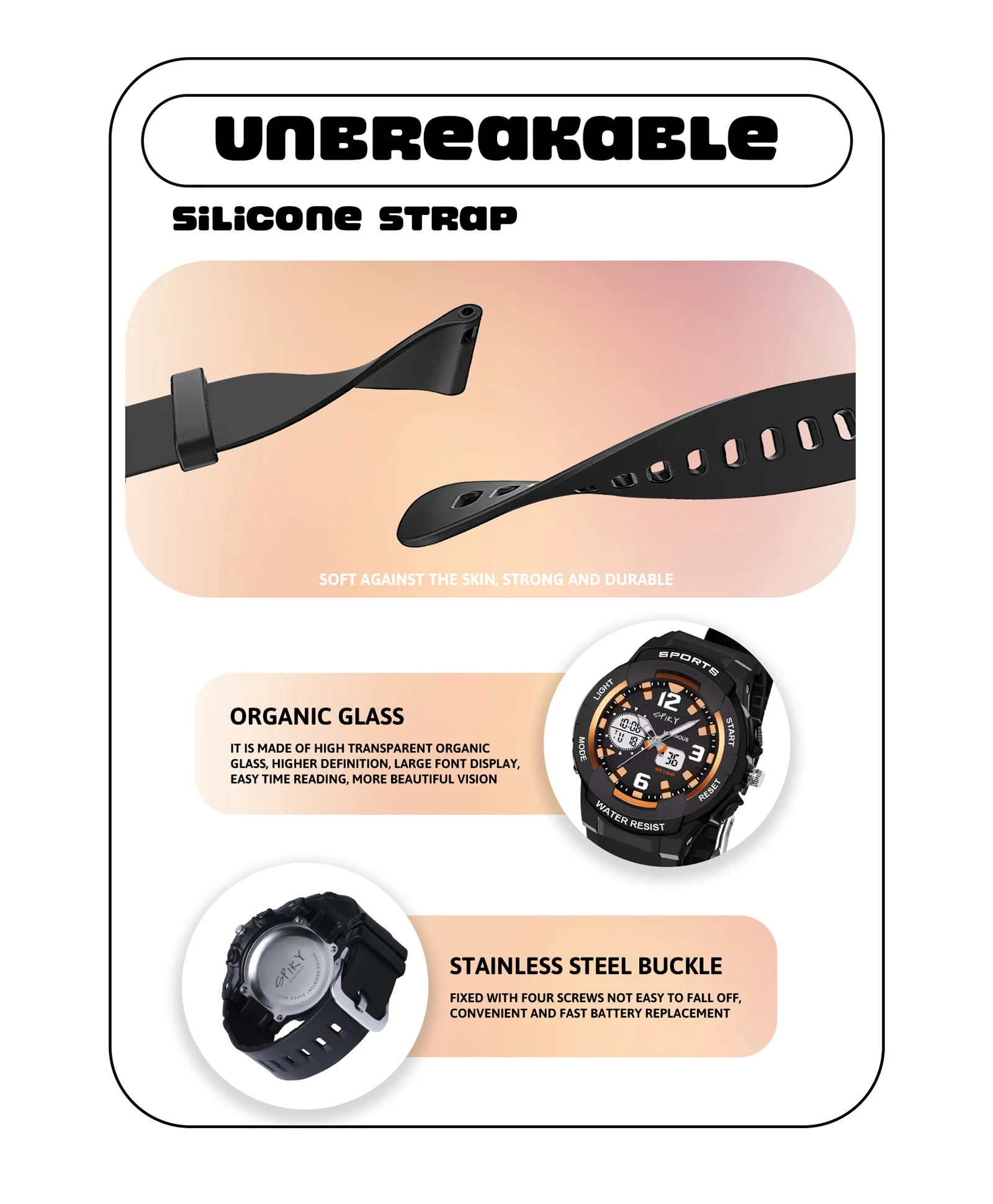 Spiky Eva6 Analog & Digital Sporty Watch - Image 8