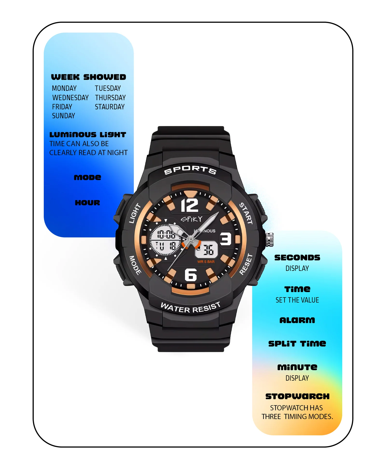 Spiky Eva6 Analog & Digital Sporty Watch - Image 18