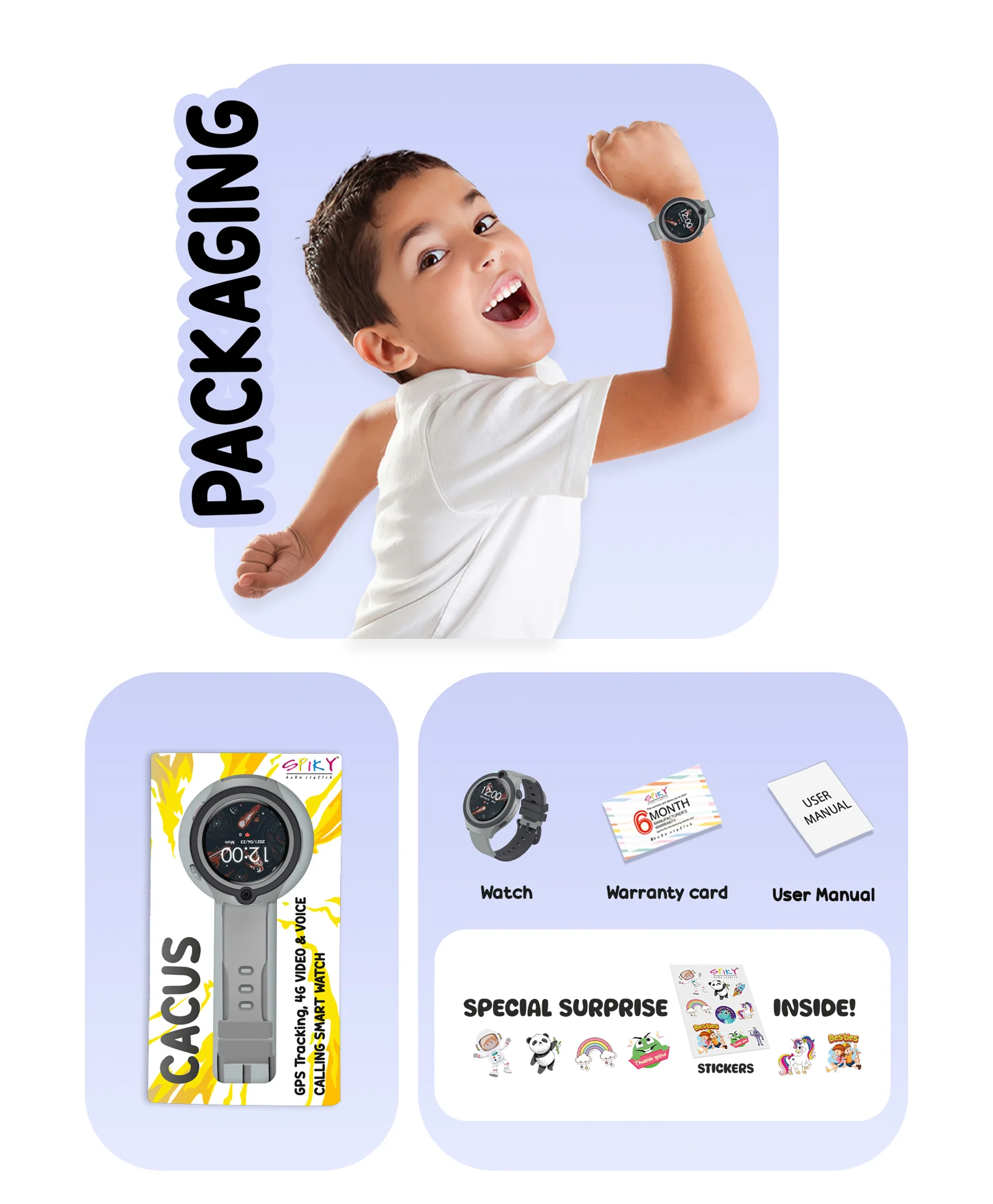 Spiky Cacus 4g Video & Voice Calling Smartwatch with GPS  - Black - Image 10