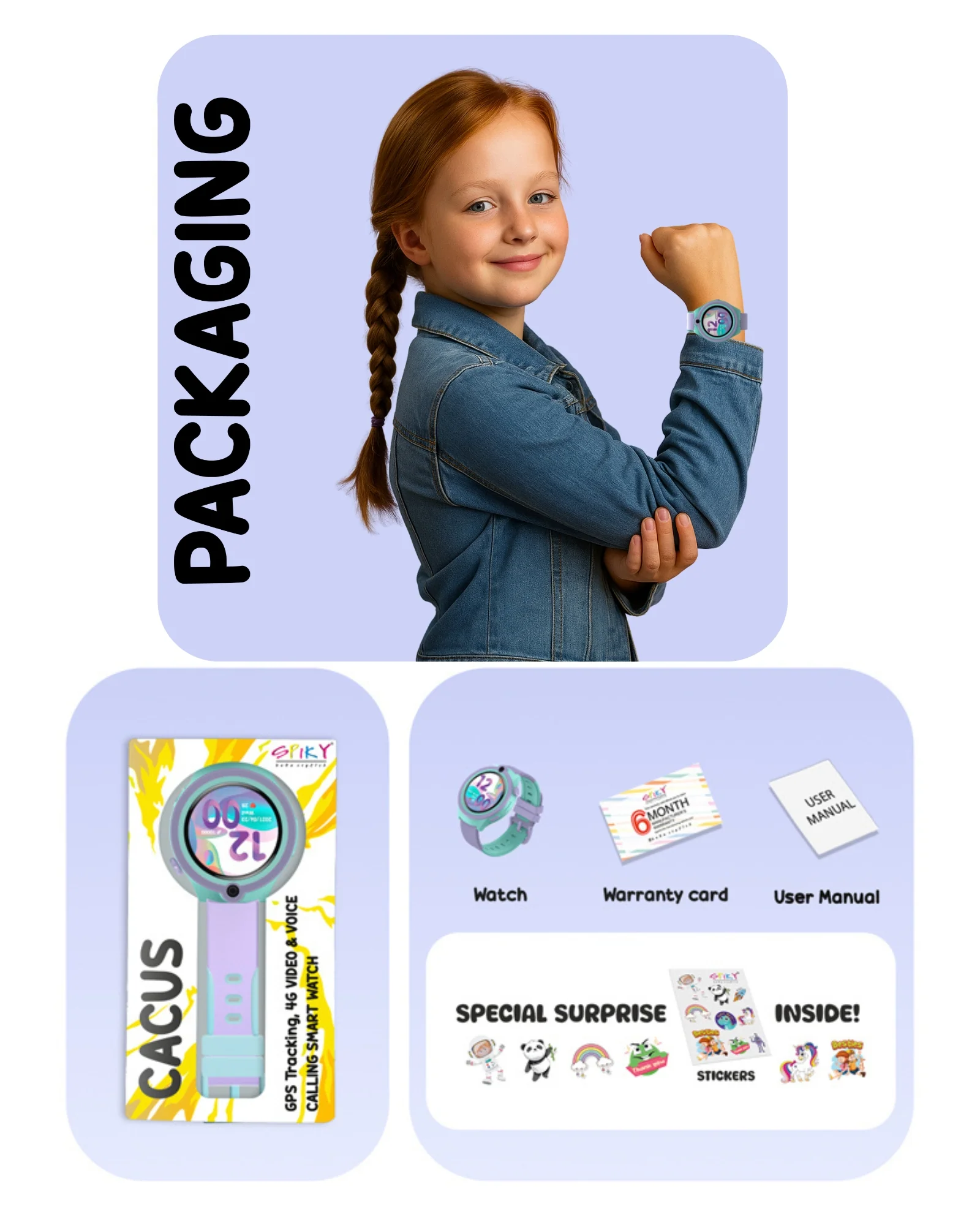 Spiky Cacus 4g Video & Voice Calling Smartwatch with GPS  - Black - Image 20