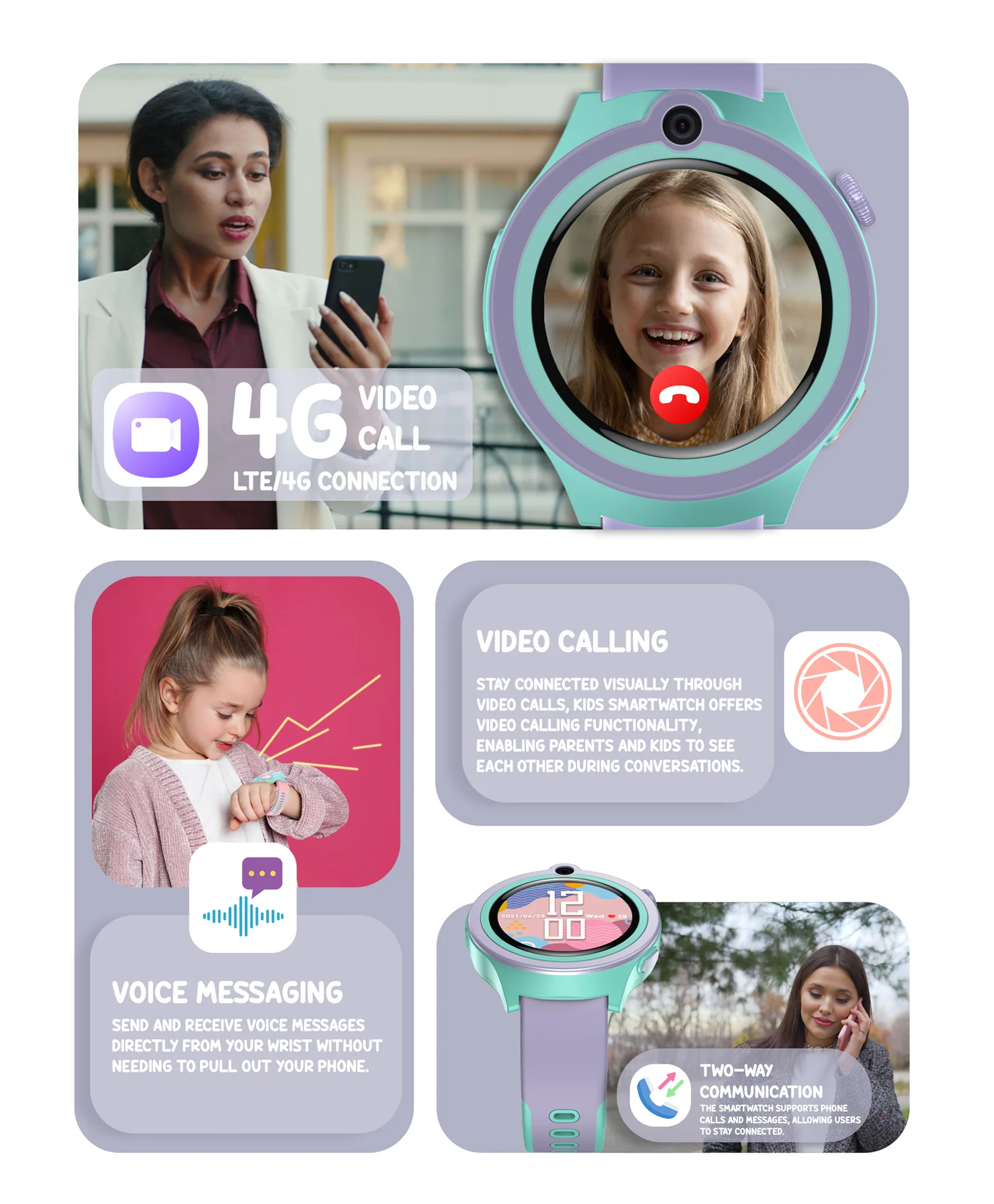 Spiky Cacus 4g Video & Voice Calling Smartwatch with GPS  - Blue - Image 12