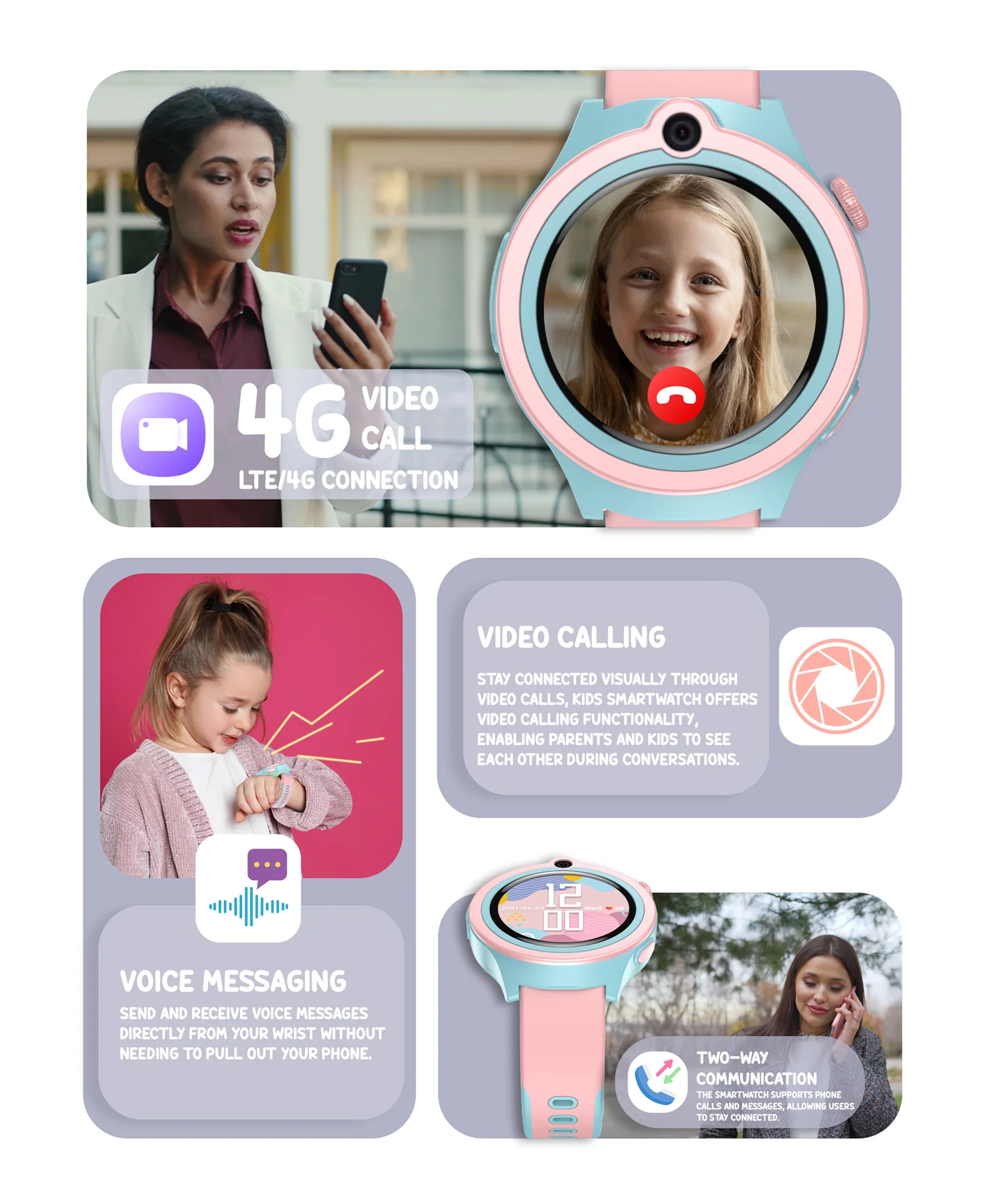 Spiky Cacus 4g Video & Voice Calling Smartwatch with GPS  - Blue - Image 32