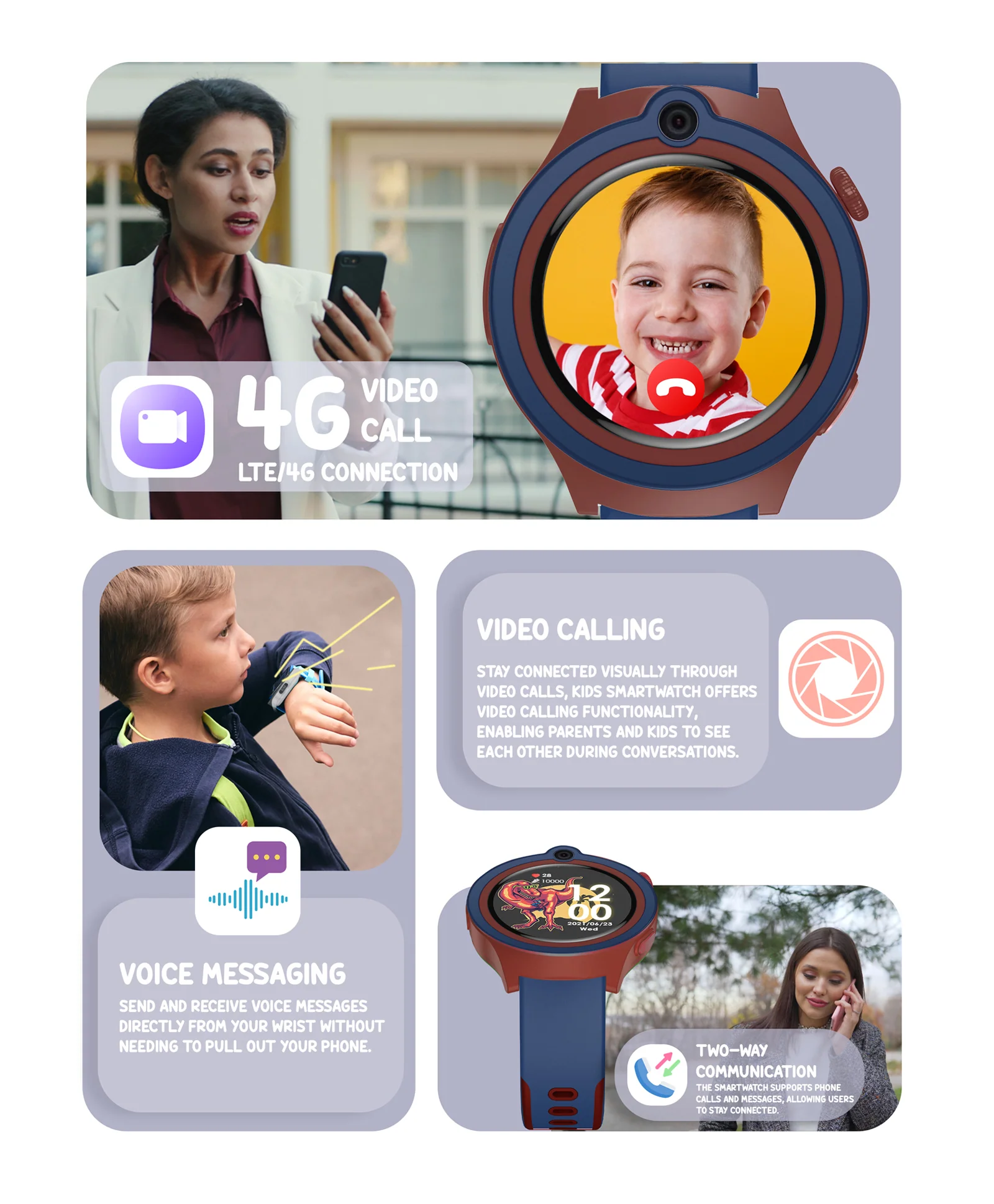 Spiky Cacus 4g Video & Voice Calling Smartwatch with GPS  - Pink - Image 12