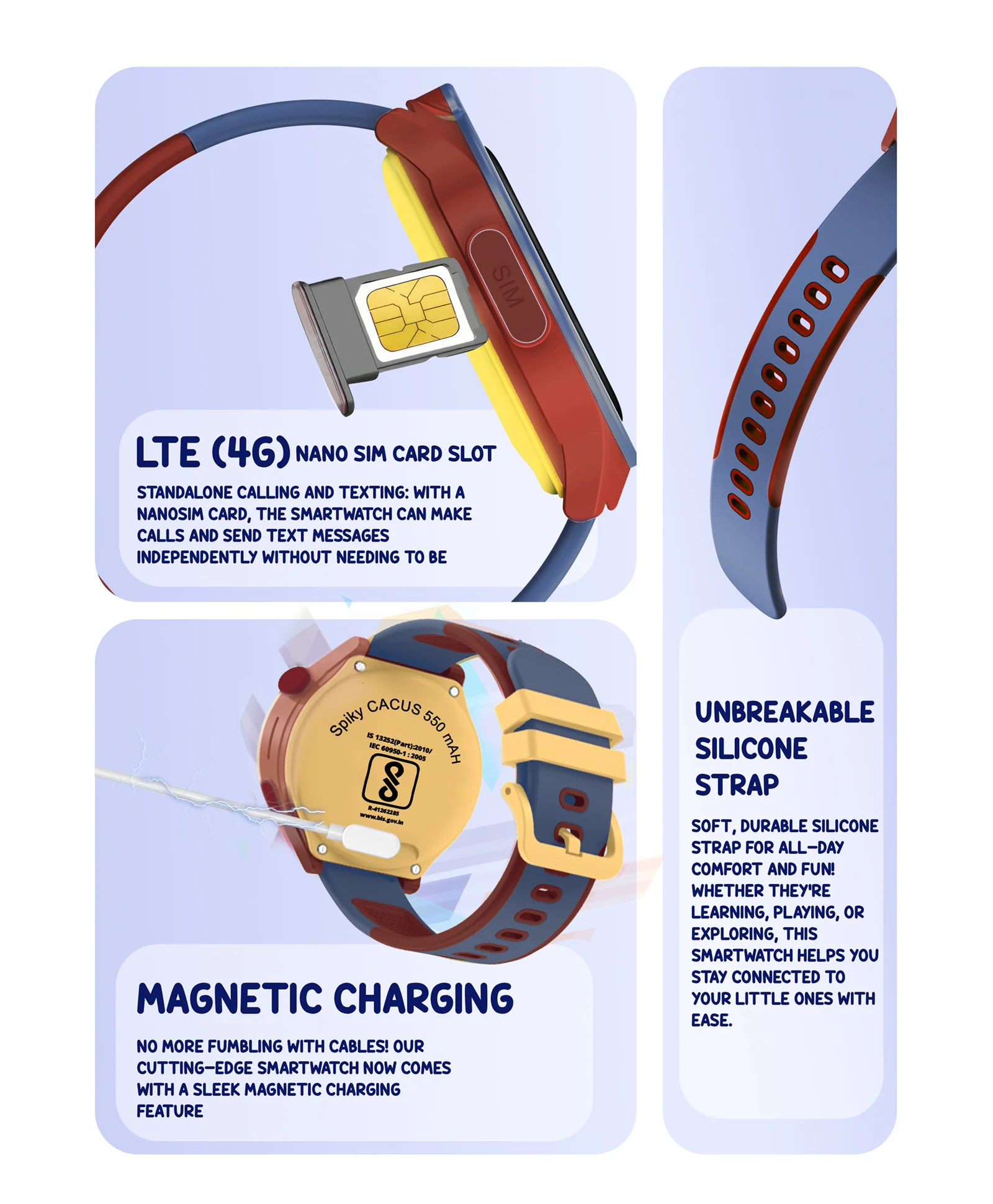 Spiky Cacus 4g Video & Voice Calling Smartwatch with GPS  - Pink - Image 17