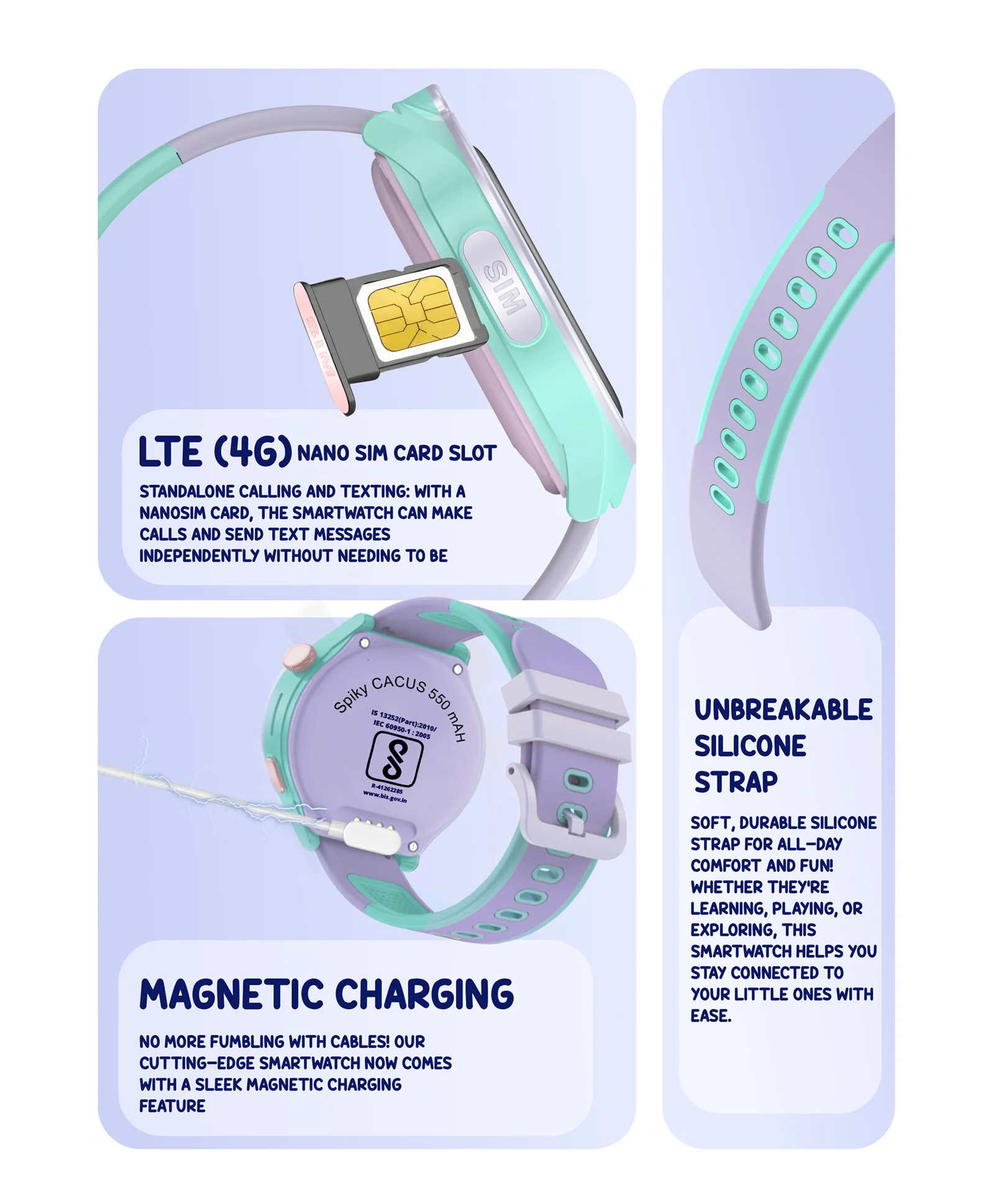 Spiky Cacus 4g Video & Voice Calling Smartwatch with GPS  - Pink - Image 27