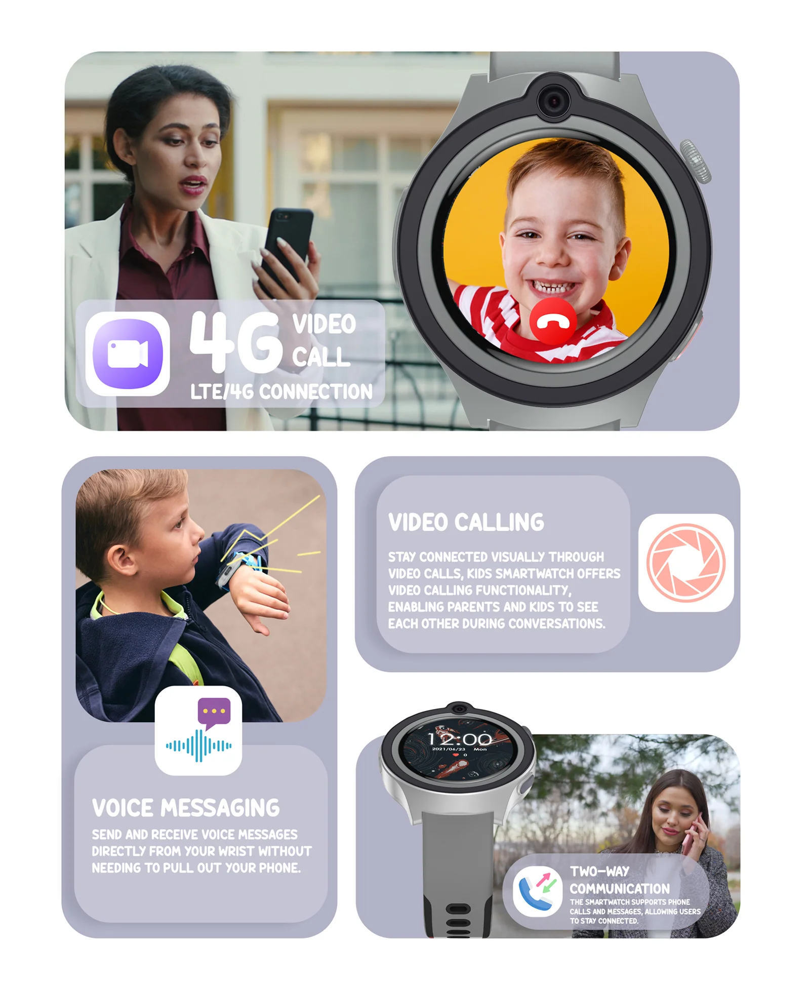 Spiky Cacus 4g Video & Voice Calling Smartwatch with GPS  - Pink - Image 32